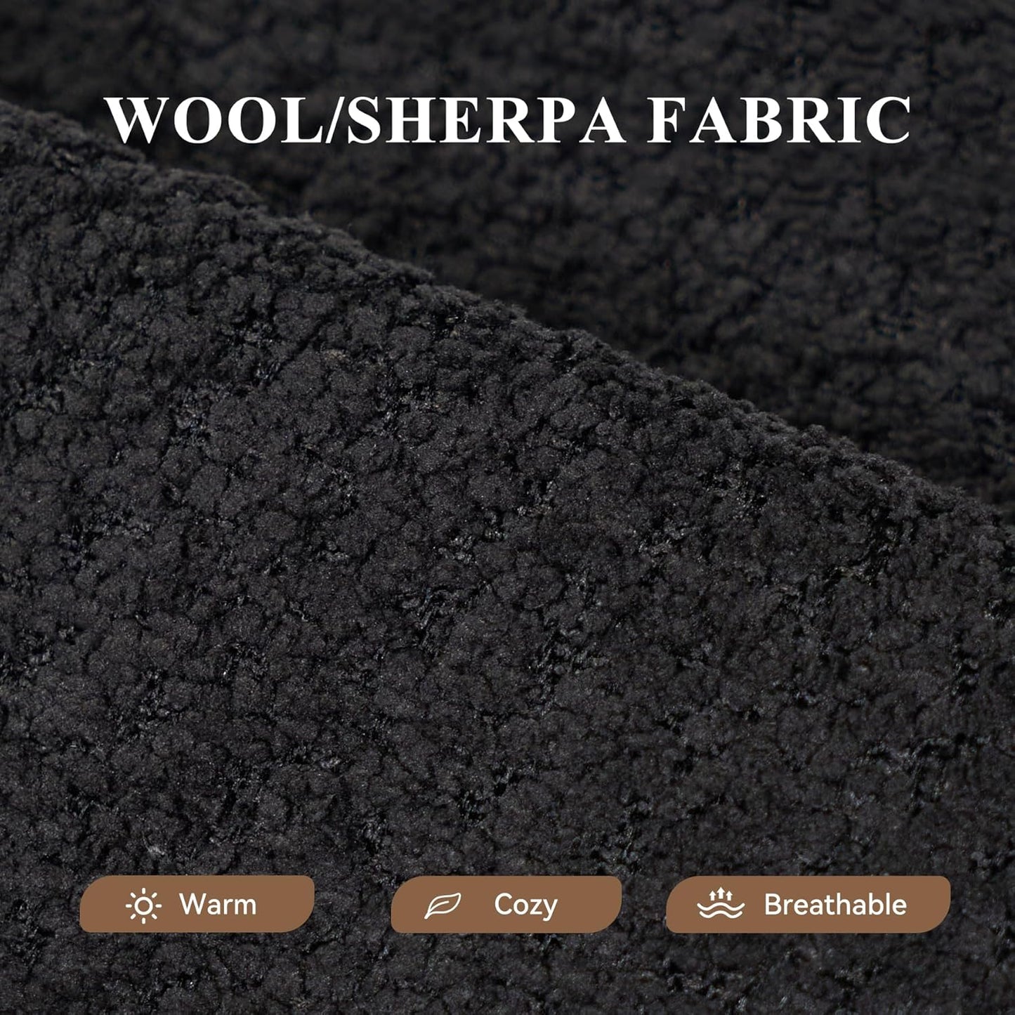 Modular Sectional Sofa with L-Shape Chaise,Cloud Sectional Modern Sleeper Couch with Deep Seat,Sponge Compression Sofas No Assembly Required(Black-Sherpa Fabric) 1PCS