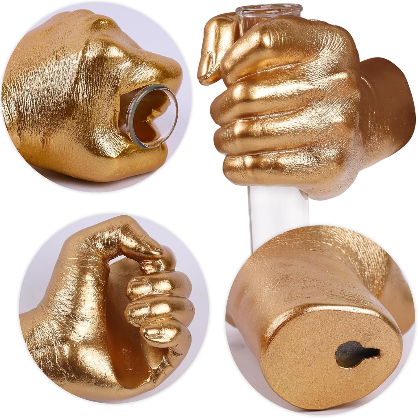 Gold Wall Sculptures, Hand Vases Home Decor, Wall Mount Art Sculpture, Unique Wall Art Statue, Funky Flower Vase Decorations, Modern Eclectic Hanging Decor,Glass Test Tube Vase