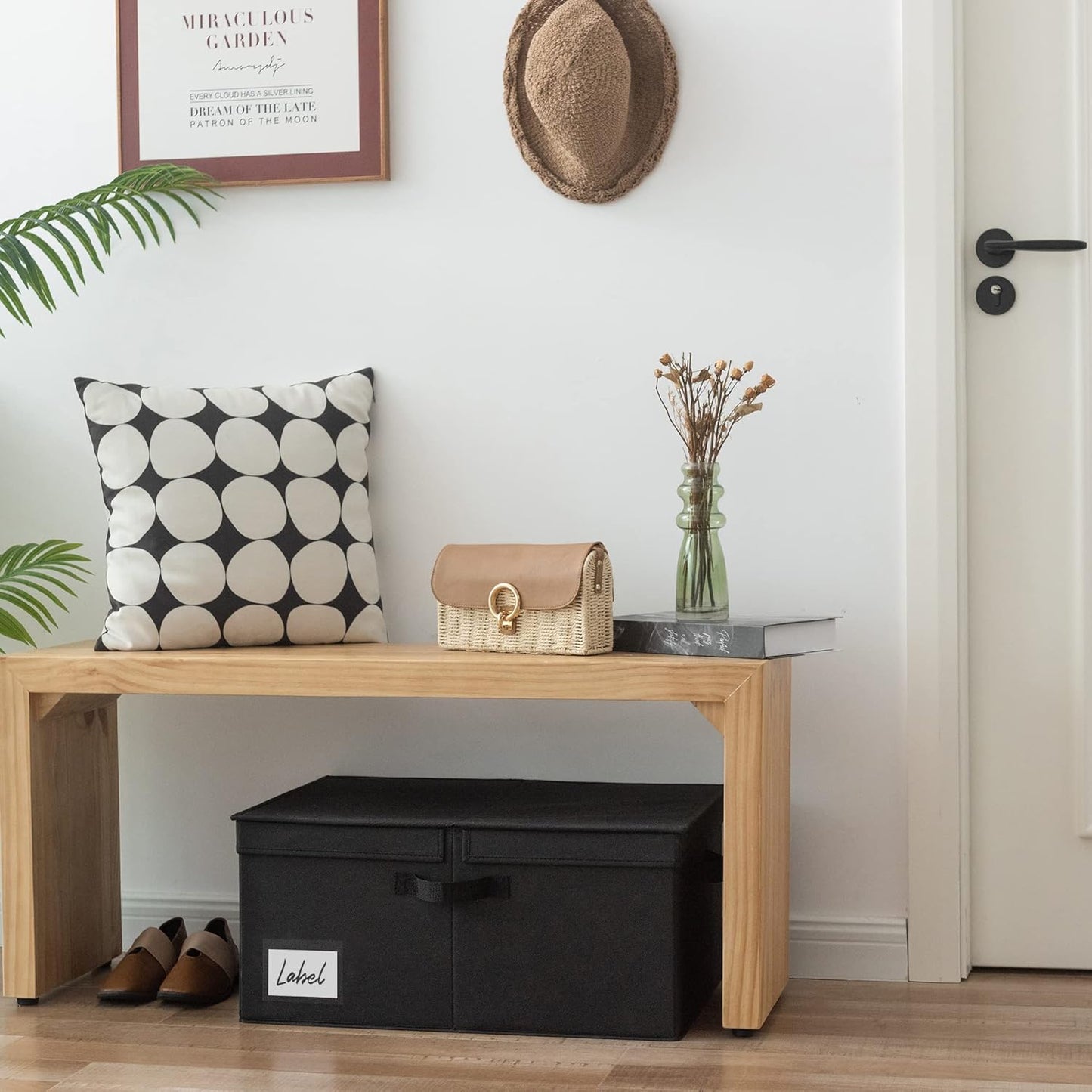 GRANNY SAYS Fabric Storage Bin with Lid, Linen Closet Organizers and Storage Baskets, Large Storage Box, Clothes Bins for Closet Organizing, Jumbo, Black, 1-Pack