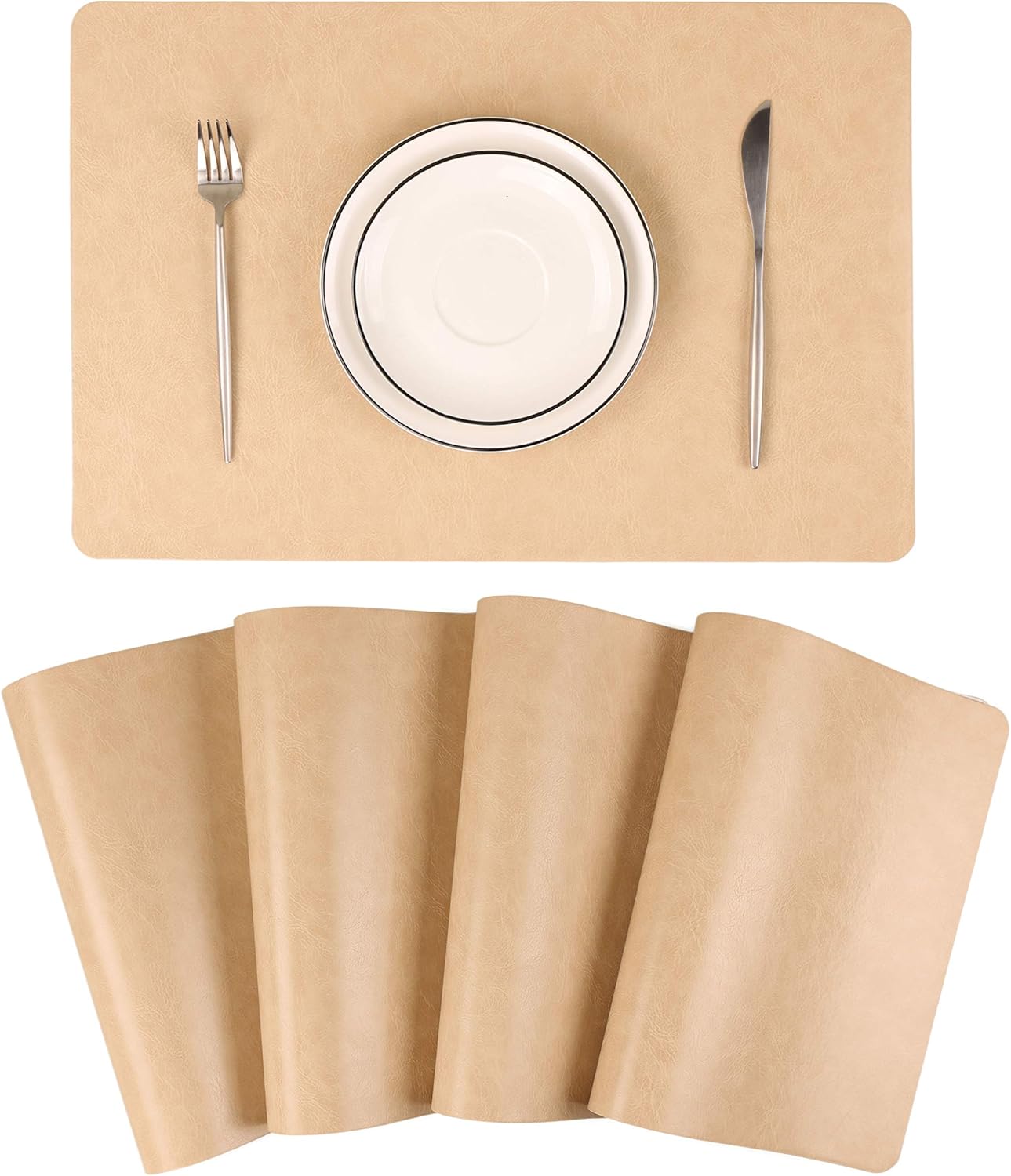 Faux Leather Placemats, Set of 6 PU Table Mats, Easy to Clean, Heat & Stain Resistant for Office Conference Table,Dining Home Decor