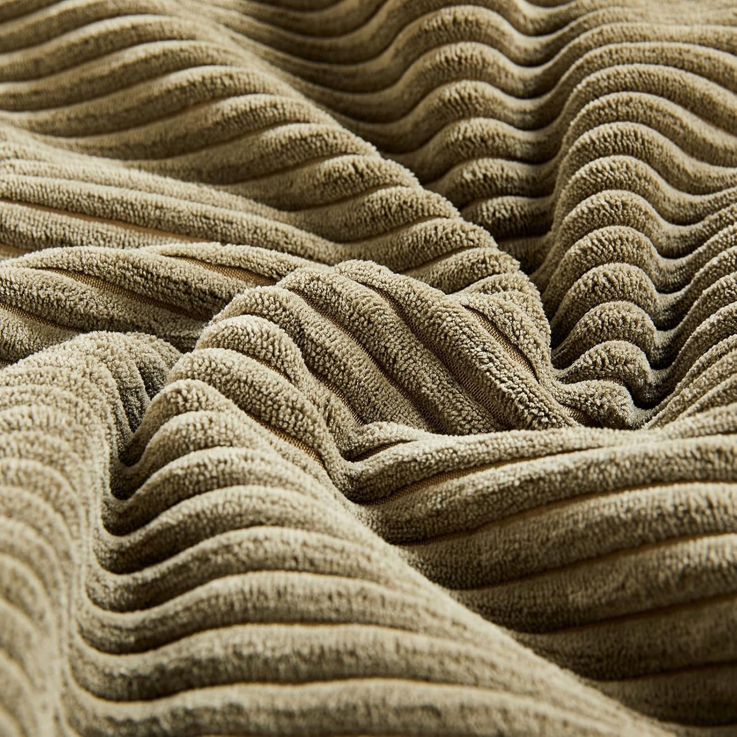 Fancy Homi 2 Packs Olive Green Lumbar Decorative Throw Pillow Covers 14x24 Inch for Couch Bed, Farmhouse Boho Home Decor, Soft Striped Corduroy Rectangle Accent Cushion Case 35x60 cm