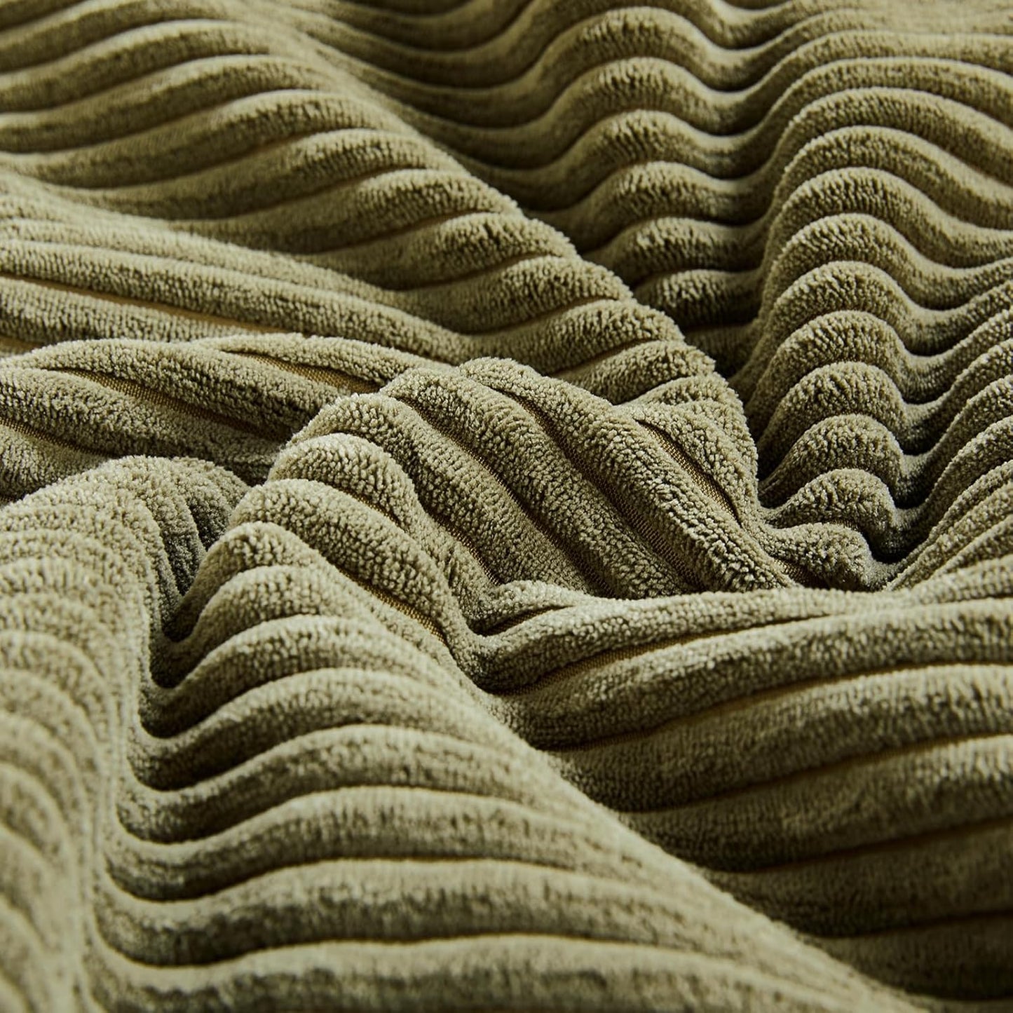 Fancy Homi 2 Packs Olive Green Euro Decorative Throw Pillow Covers 28x28 Inch Room Couch Bed, Rustic Farmhouse Boho Home Decor, Soft Corss Corduroy Patchwork Textured Cushion Case 71x71 cm