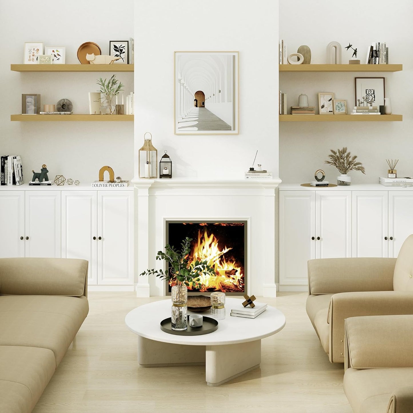 Heimlove Oak Bathroom Shelves Floating Shelves for Wall Shelf Over Toilet Long Wall Mounted Modern Farmhouse,48 x 12 Wall Shelves with Invisible Brackets for Living Room, Kitchen, Bedroom