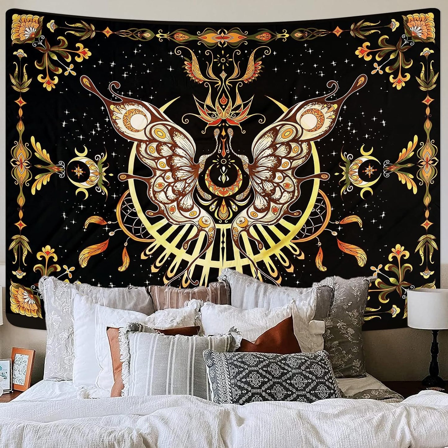 CHDGDHC Butterfly Tapestry - Moth Wall Hanging, UV Resistant, Waterproof, Machine Washable, Lightweight, Psychedelic Bedroom Aesthetic Decor for Bedroom, Living Room, Yoga Room - 60x44 Inch