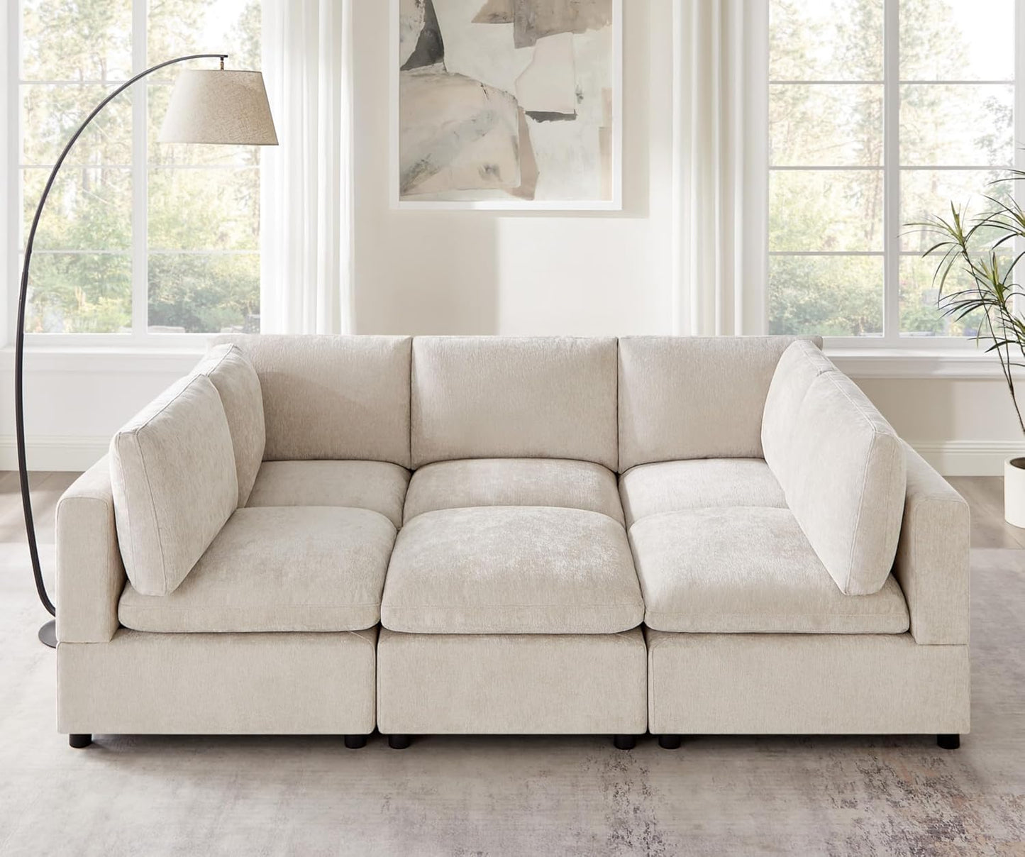 Modular Sectional Sofa, Convertible Sofa Couch Modular Sofa with Ottoman, Sectional Sofas for Living Room Small Apartments