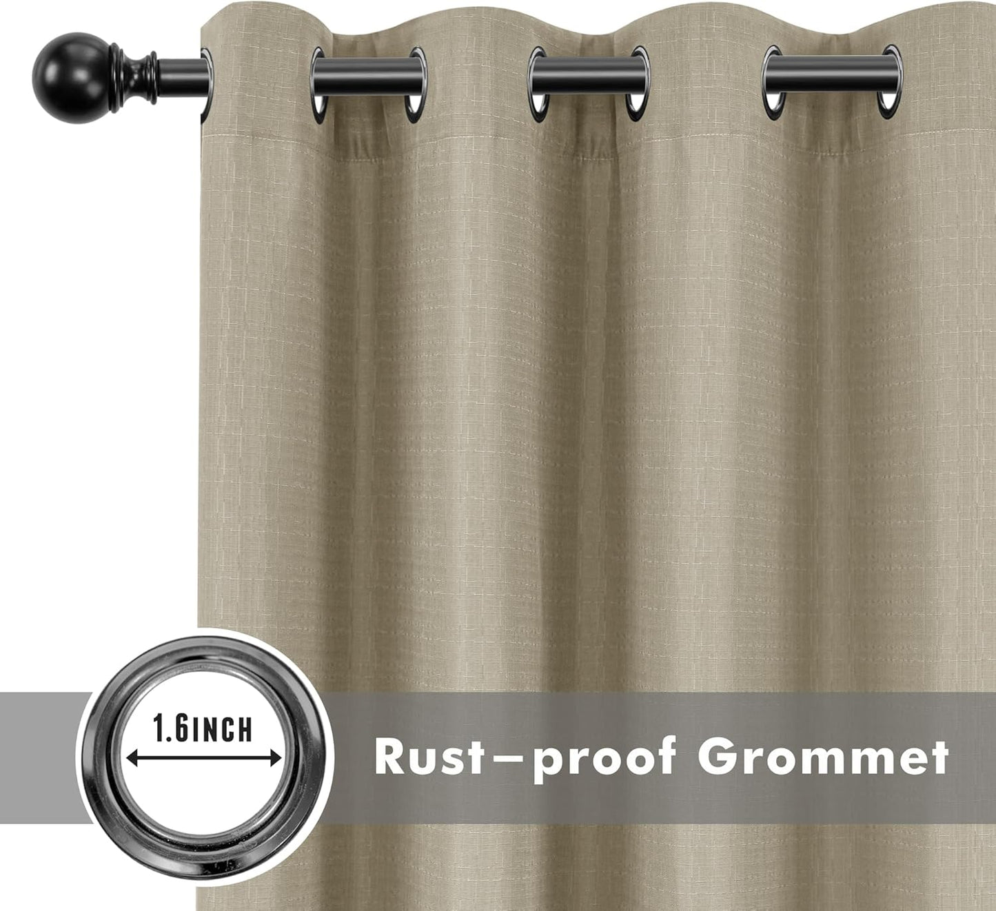 HolidayIdeas 4 Panels Linen Outdoor Curtains for Patio Waterproof Taupe Outside Curtains 110"x120"-Indoor/Outdoor Gazebo Wide Curtains Weatherproof, Privacy for Pergola, Porch, Cabana, Deck, Sunroom