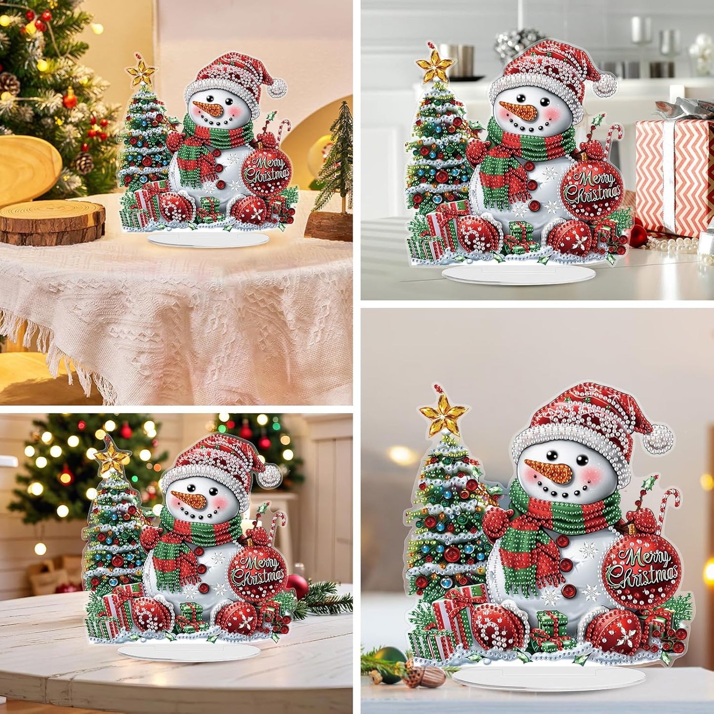 Diamond Art Kits for Adults, Christmas Snowman, Special Shaped Rhinestone Diamond Art Christmas Ornaments, Cute Snowman, DIY Diamond Art Painting Desktop Ornament Gem Art Crafts for Adults Home Decor