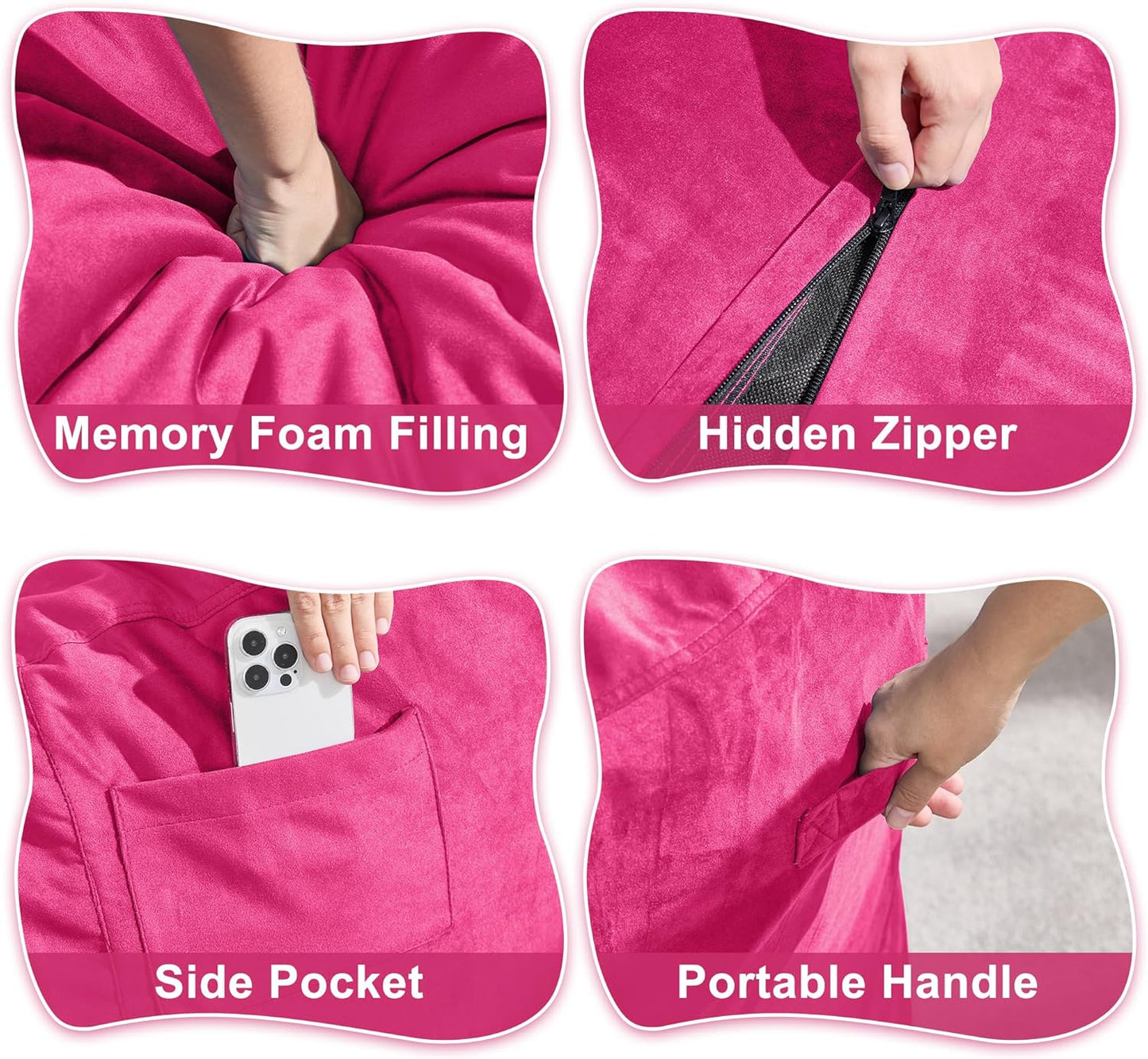 Hobestluk 3FT Bean Bag Chair Giant Bean Bag Chairs for Adults Large Bean Chairs with Removable Cover, Beanbag Chair with Filler, Adult Bean Bag Chairs for Living Room, Bedroom