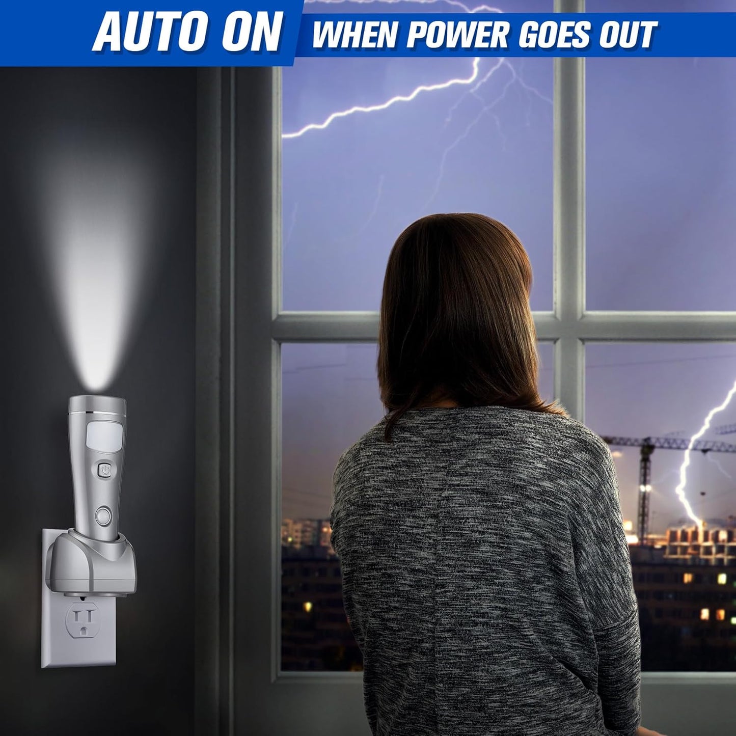 Enhon 4 Pack 4 in 1 LED Emergency Lights for Home Power Failure, Rechargeable Plug in Flashlight Motion Sensor Night Light, Automatic Turn On Power Outage Light for Home Hurricane Supplies