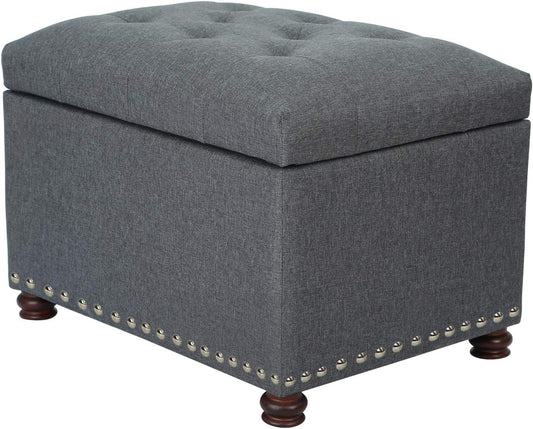 Joveco Storage Ottoman Bench Rectangular Fabric Organization Foot Rest, 24 Inch Modern Tufted Bedroom Foot Stool and Seat for Entryway, Bedroom, Living Room