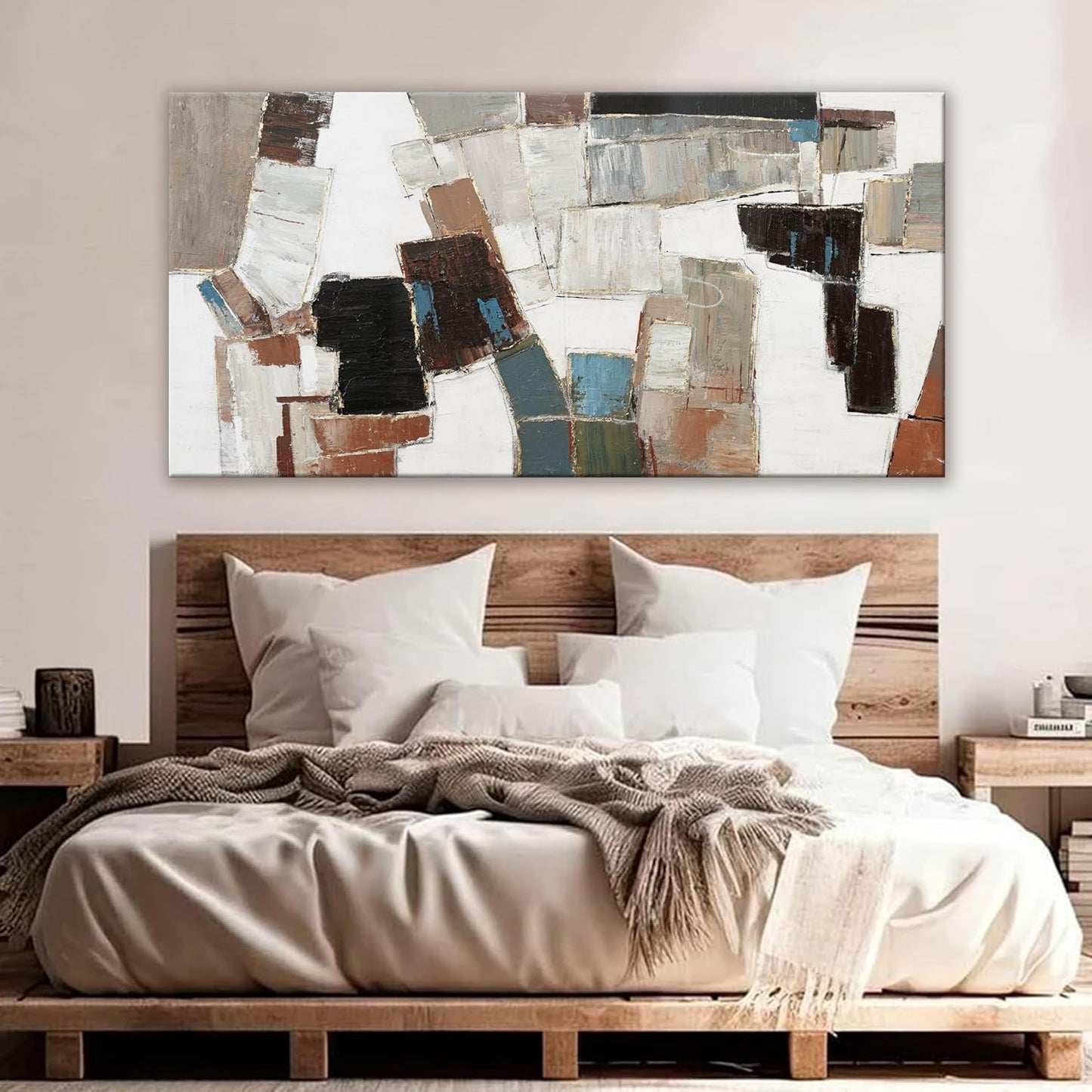 Dimpaga Abstract Wall Art Pictures for Living Room Wall Decor Modern Wall Art Decor Minimalist Geometric Line Artwork for Walls Textured Wall Art Prints Bedroom Office Wall Decor 24"X48"