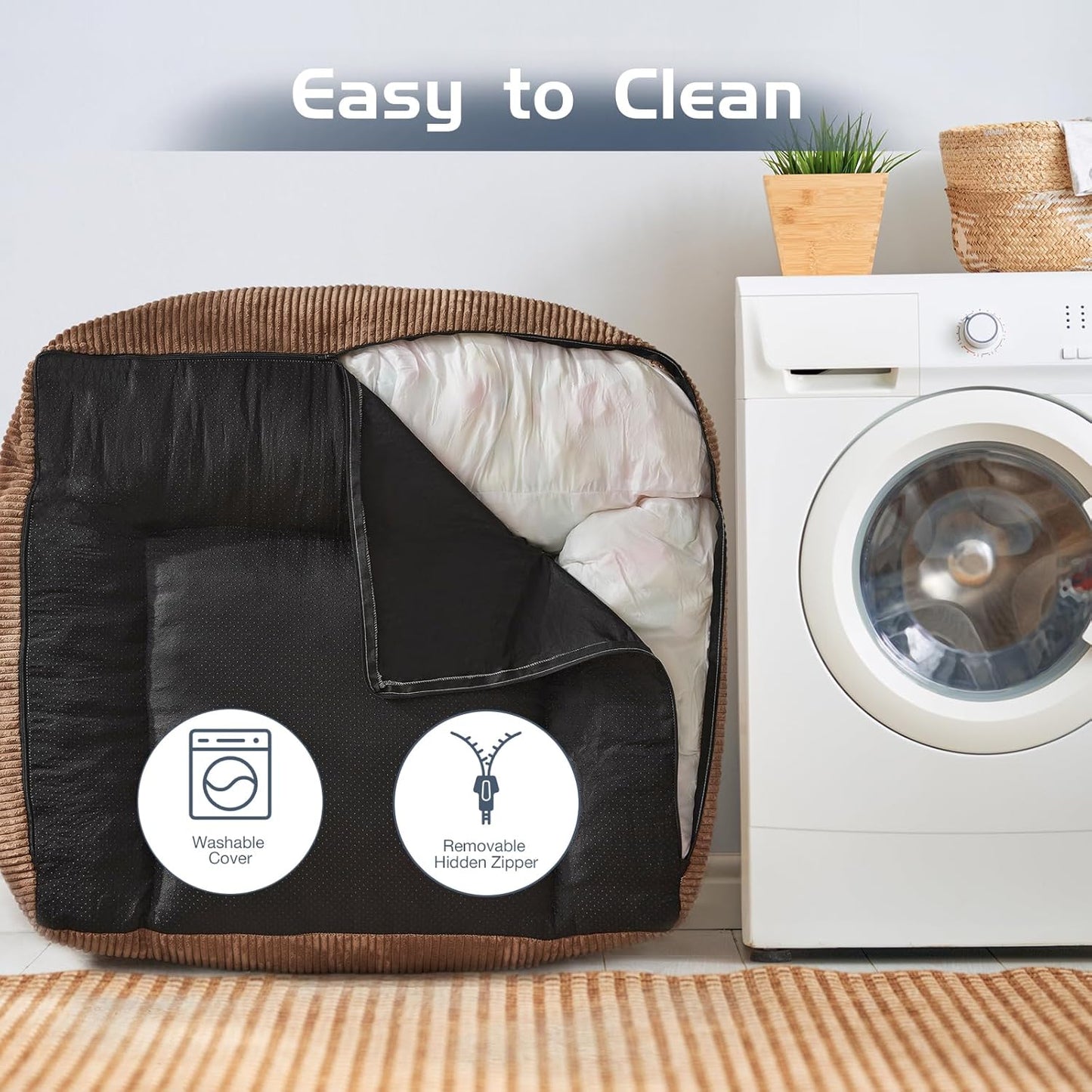 Giant Bean Bag Chair Sofa for Adults Teens, Comfy Corduroy Large Bean Bag Chairs with Armrests for Bedroom Living Room, Adult BeanBag Lazy Sofa Couch Chairs with Filler Included