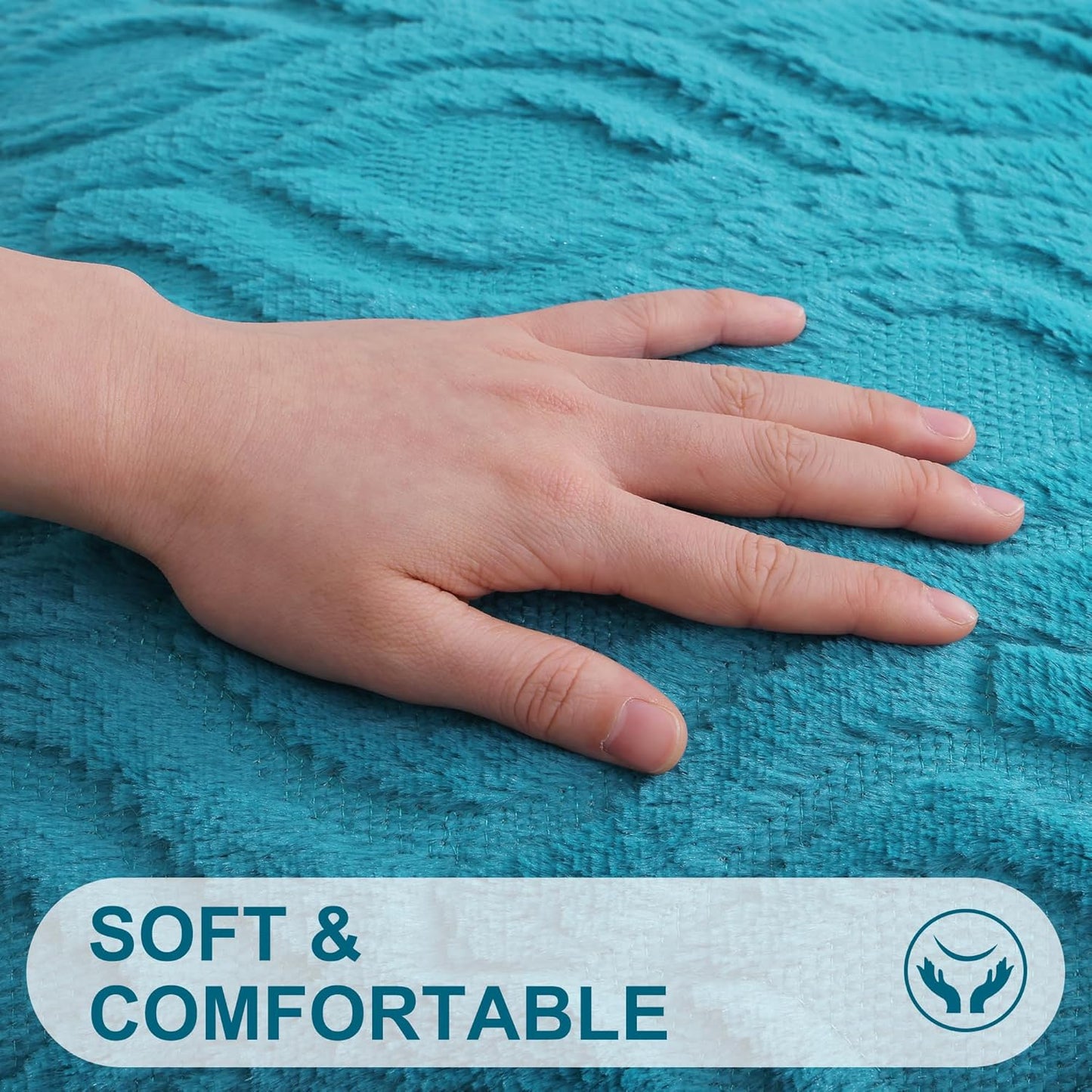 decorUhome Fall Throw Pillow Covers 26x26 Inch Set of 2, Soft Plush Decorative Faux Fur Teal Solid Couch Pillow Covers, Accent Farmhouse Neutral Square Euro Pillow Cases for Sofa Bed Living Room