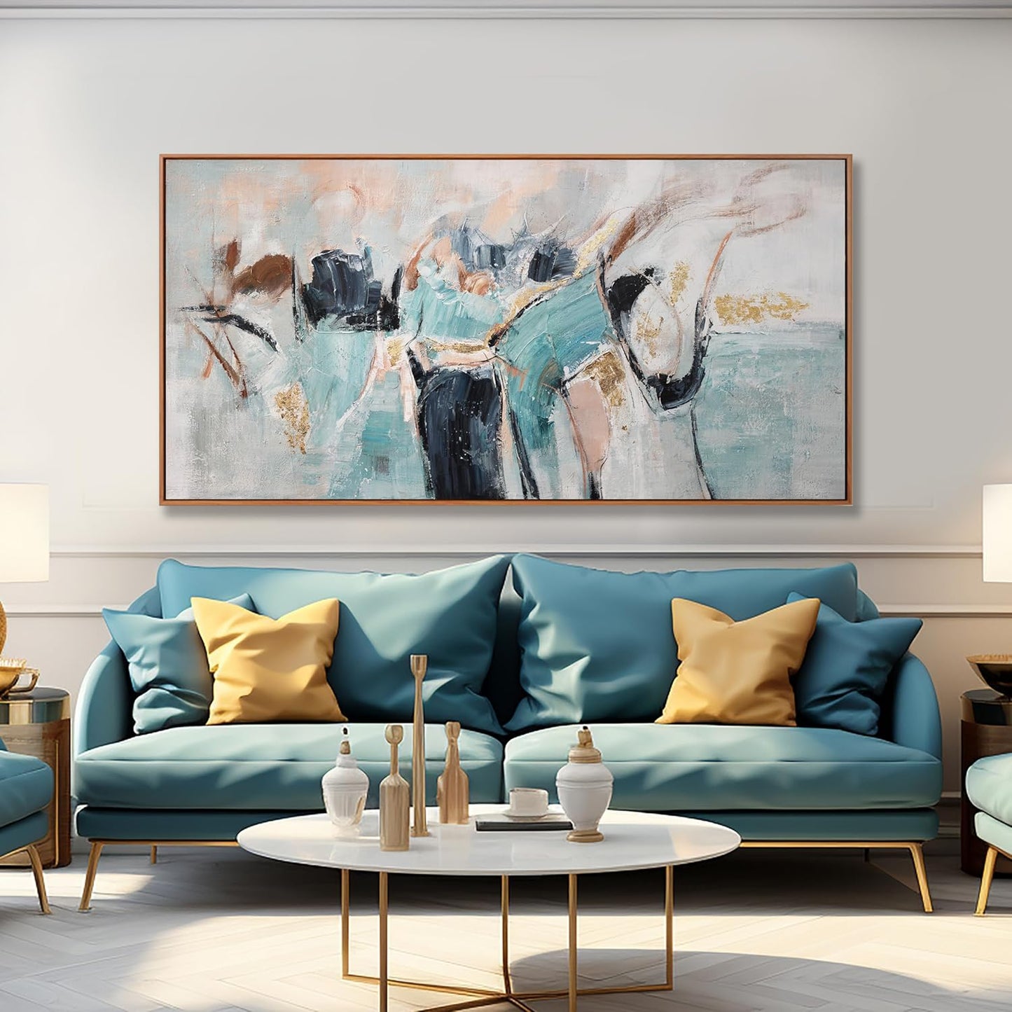 Dimpaga Abstract Wall Art Framed Ready To Hang Home Decor Artwork Wall Art Colorful Fantasy Graffiti Prints Canvas Painting For Living Room Bedroom Office Apartment Decoration 24"X48"