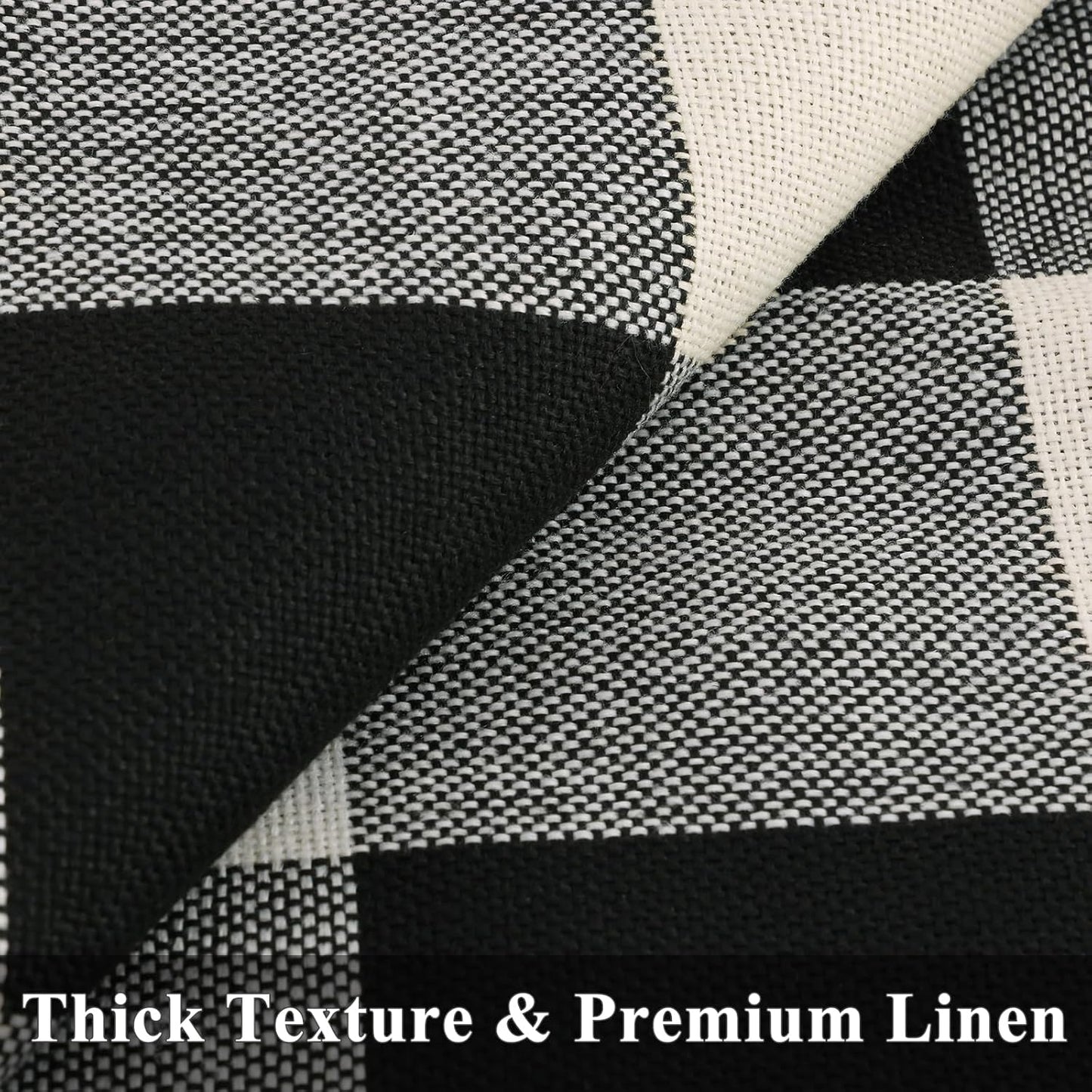 decorUhome Buffalo Plaid Check Throw Pillow Covers 18x18 Set of 2, Outdoor Decorative Farmhouse Neutral Pillow Covers with Stitched Edge for Bed Couch Sofa, Black and White