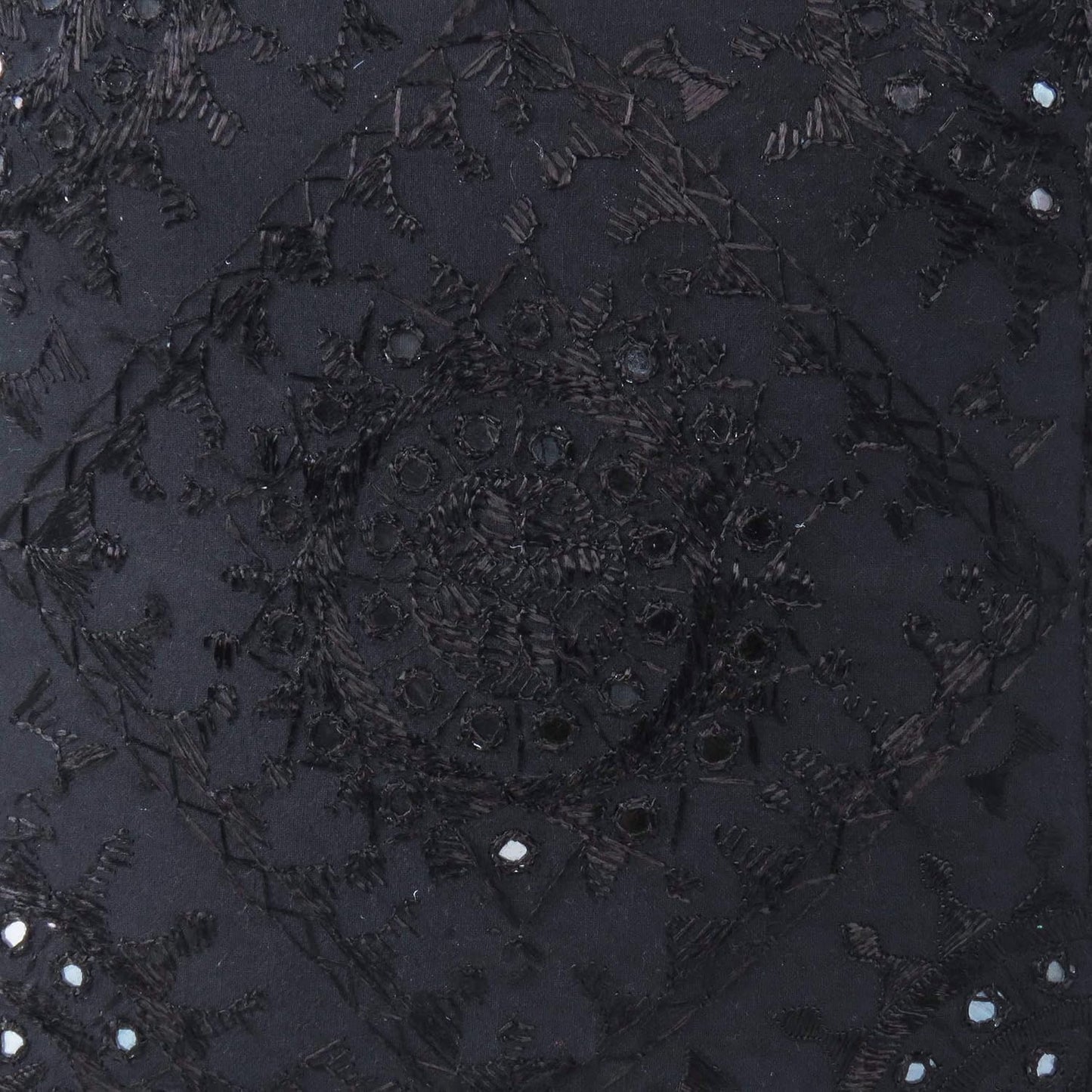 Eyes of India Embroidered Decorative Boho Throw Pillow Cover with Mirrors, Handmade Bohemian Accent Cushion Case for Sofa Couch Bedroom Living Room (Black, 24" x 24")