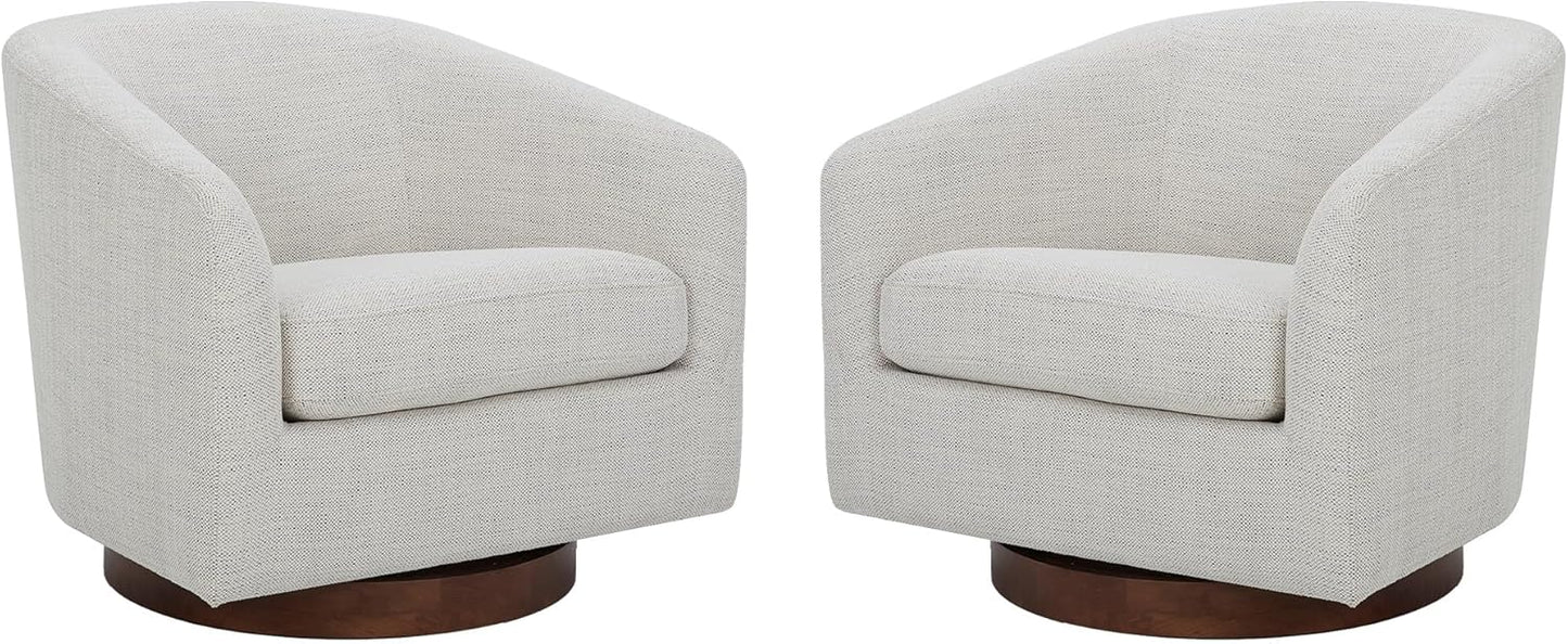 CHITA Swivel Accent Chair, FSC Certified Upholstered Fabric Barrel Chair for Living Room Set of 2, Fully Assembled, Ivory