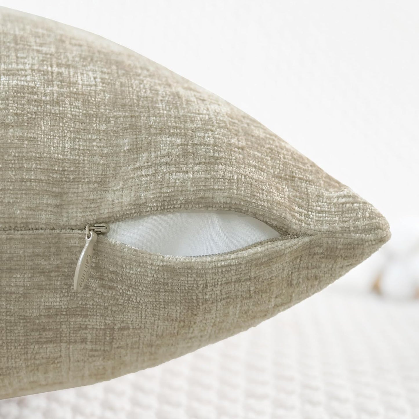 CaliTime Throw Pillow Covers Decorative 18 X 18 Inches Pack of 4 Cozy Chenille Cushion Cases for Couch Sofa Bed Living Room Home Light Taupe