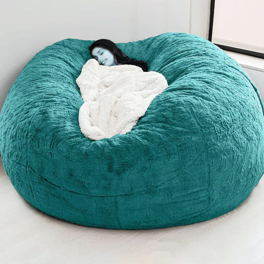 Big Huge Giant Bean Bag Chair for Adults, (No Filler) Bean Bag Chairs in Multiple Sizes and Colors Giant Foam-Filled Furniture - Machine Washable Covers, Double Stitched Seams (Peacock Blue,5FT)