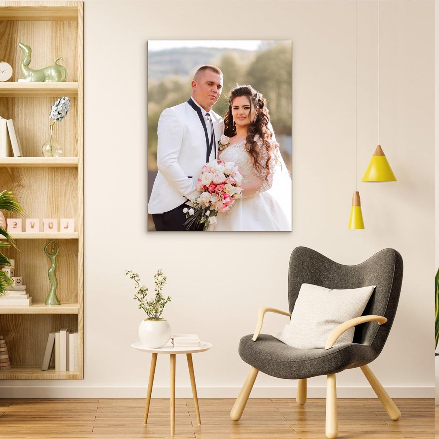 Custom Canvas Prints with Your Photos- Personalized Print Canvas Pictures, Custom Wall Art Gift for Living Room, Bedroom, Wedding Family Baby Pets Framed 12 x 16 inche