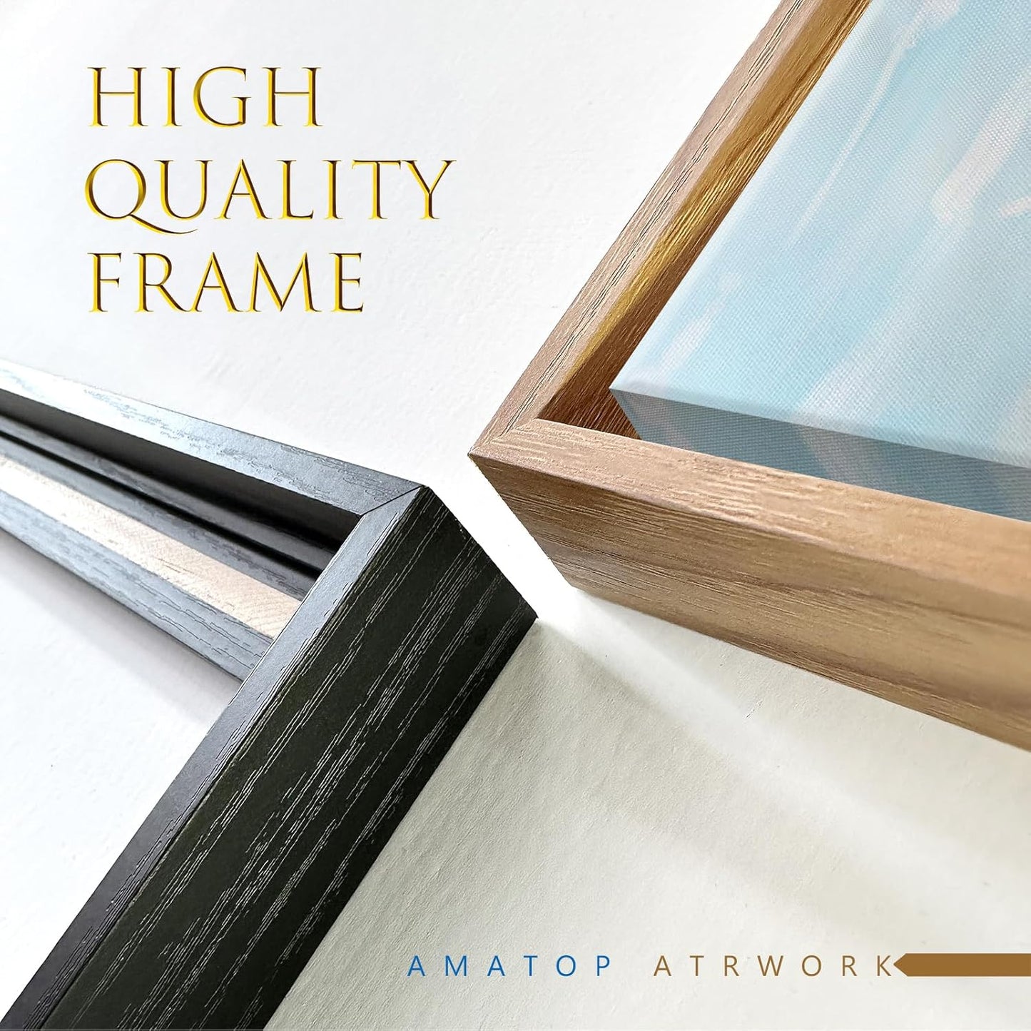 Framed Wall Art Beach Décor Ocean Canvas Picture Coastal Artwork Sea Bird Boat Blue Tan Small Rustic Beachy Canvas Print for Bathroom Bedroom Living Room