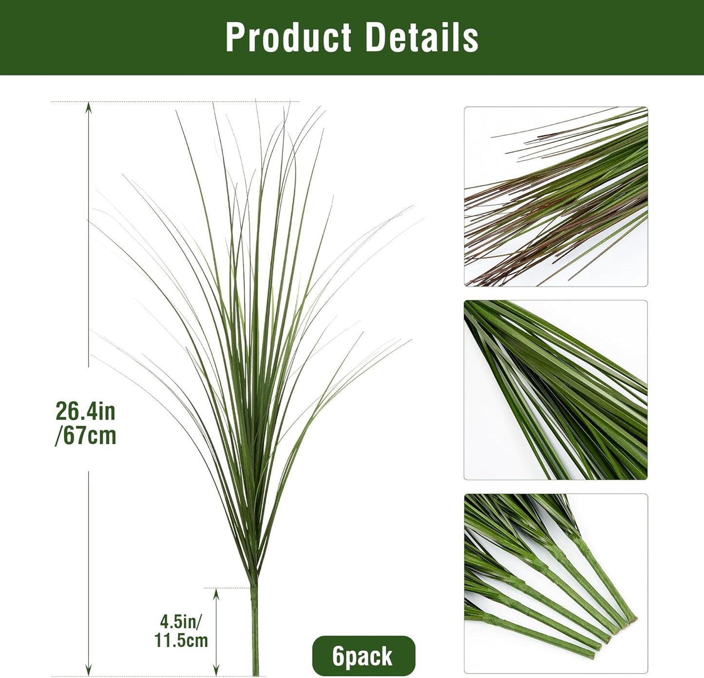6PCS Fake Plants Artificial Wheat Grass Greenery Plastic Plants Fake Grass Artificial Plants for Outdoor Decor Artificial Grass Plant with Greenery Stems for Indoor Home Decoration 26.4"
