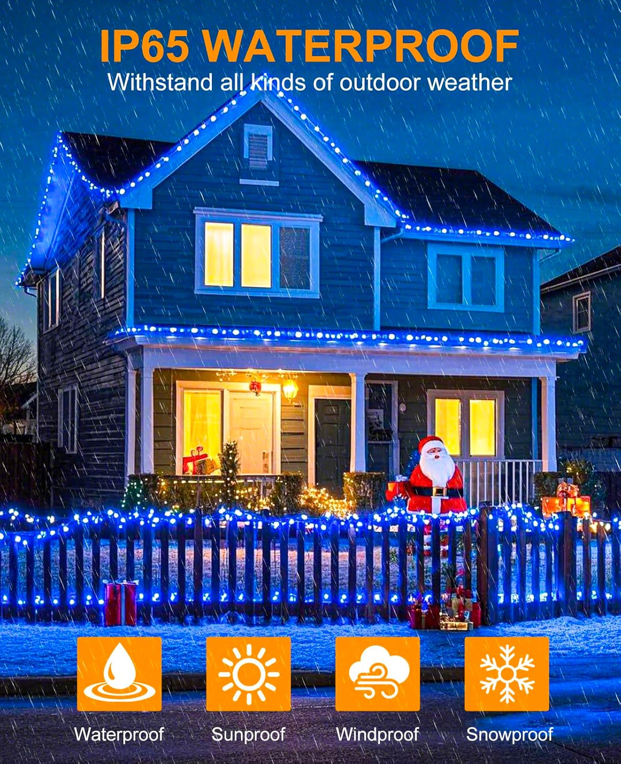 Christmas Lights Outdoor, 157FT 480 LED Plug in Christmas Tree Lights Waterproof, 8 Modes Green Wire Fairy String Light for Indoor Bedroom Garden Patio Porch Xmas Wedding Party Decorations, Blue