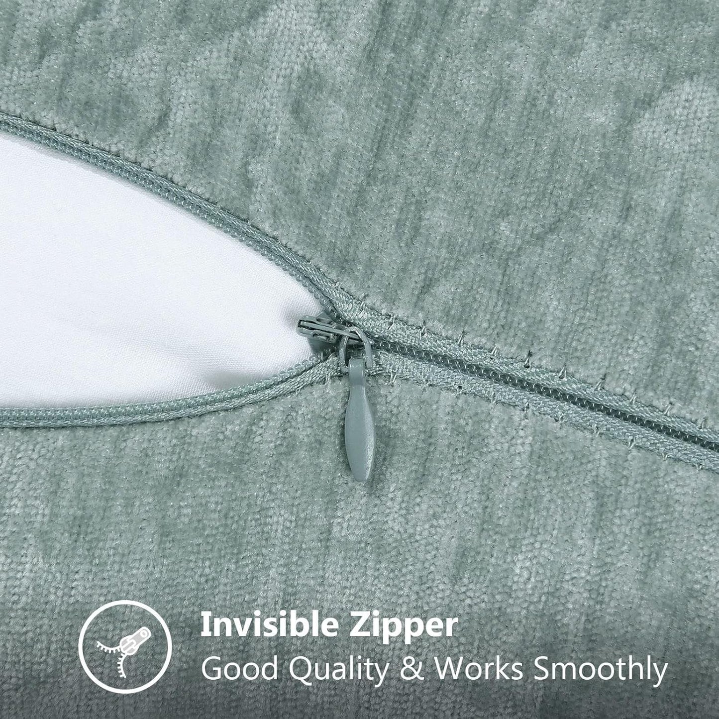 decorUhome Chenille Soft Throw Pillow Covers 26x26 Set of 2, Farmhouse Velvet Neutral Decorative Euro Pillow Covers with Stitched Edge for Couch Sofa Bed Home Decor, Aqua Haze