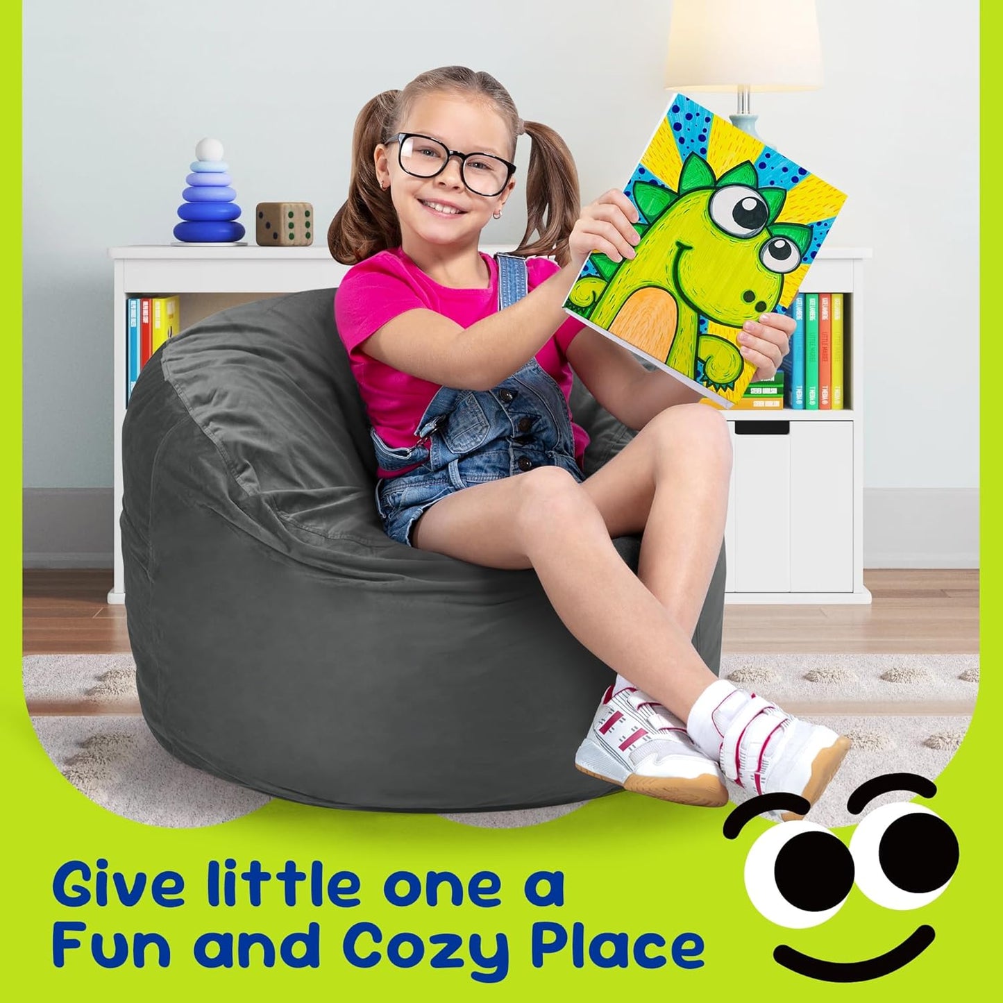 Hobestluk Bean Bag Chairs 2.5FT Bean Bag Chair with Memory Foam Filled & Machine Washable Cover,Beanbag Chair, Small Bean Bag Chairs for Playroom, Living Room, Bedroom