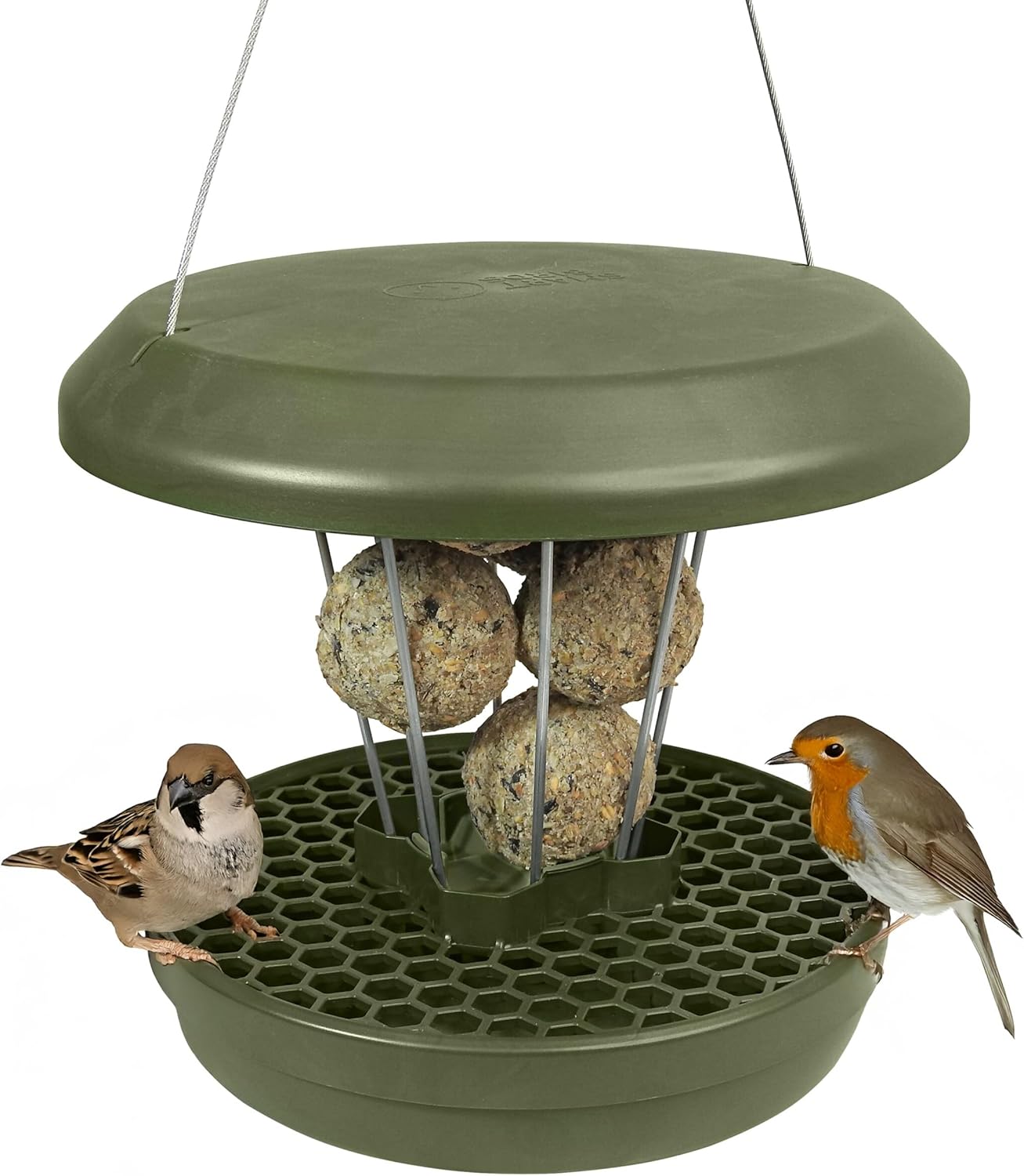 SWISSINNO No Mess Bird Feeder Lucerne Smart Birds for Fat Balls - Feed Birds, not mice & Rats! Robust & Reliable for Hanging - Green