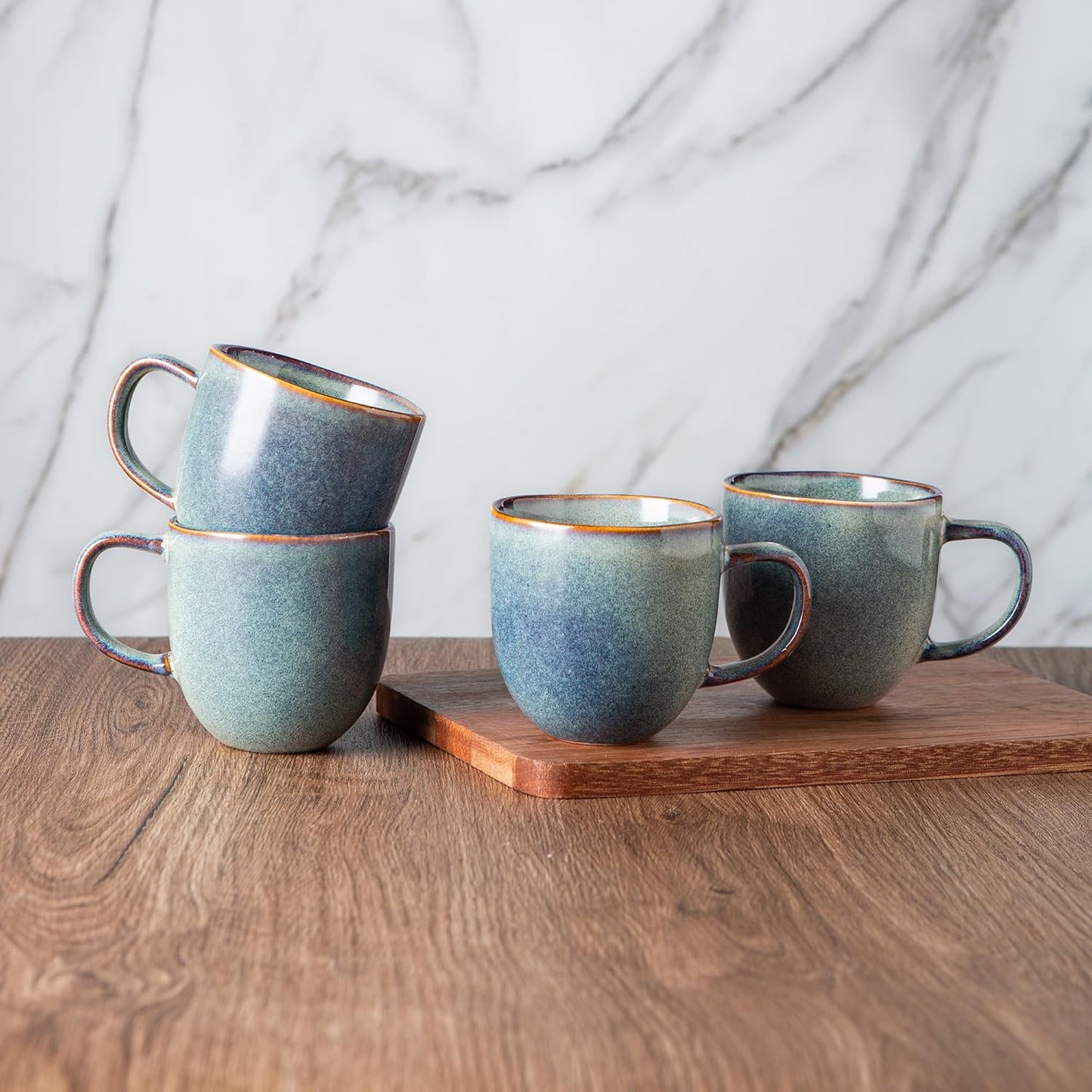 AmorArc 12oz Coffee Mugs, Ceramic Coffee Mugs set of 6 for Man, Woman, Dad, Mom, Modern Coffee Mugs with handle for Latte/Cappuccino/Milk/Cocoa. Dishwasher&Microwave Safe, Ceylon Blue