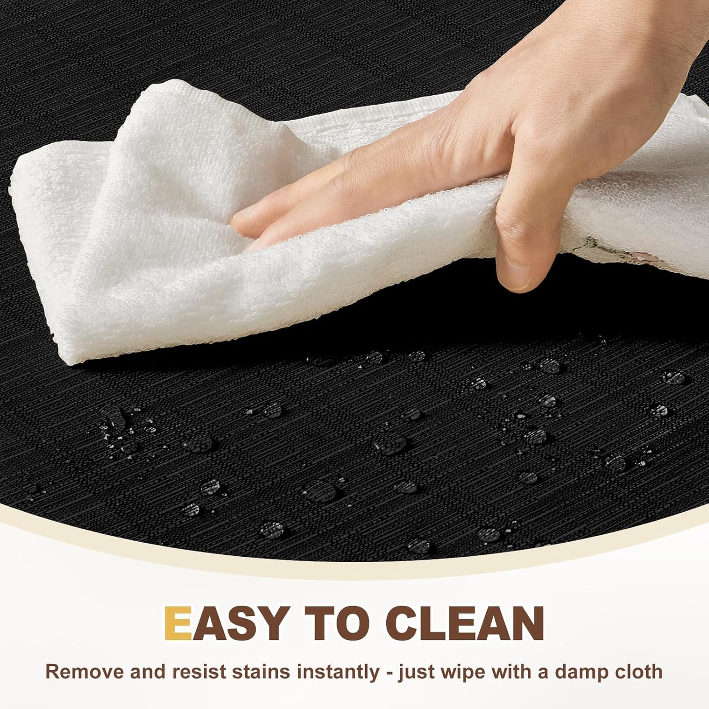 downluxe Chair Cushions for Dining Chairs, Waterproof Kitchen Chair Pads, Non-Slip Dining Seat Cushion with Ties, 17" x 16" x 2.5", Black, 6 Pack