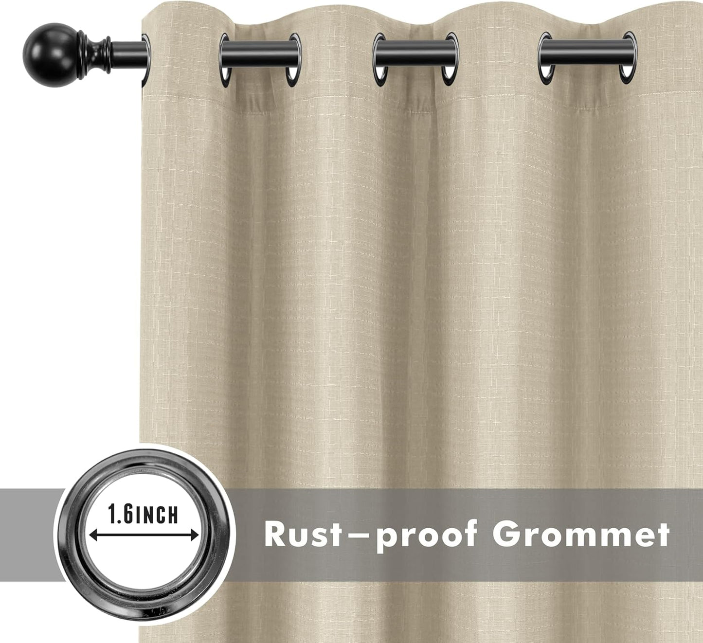 HolidayIdeas 4 Panels Linen Outdoor Curtains for Patio Waterproof Cream Outside Curtains 120 inch Long-Indoor/Outdoor Gazebo Curtains Weatherproof, Privacy for Pergola, Porch, Cabana 54"x120"