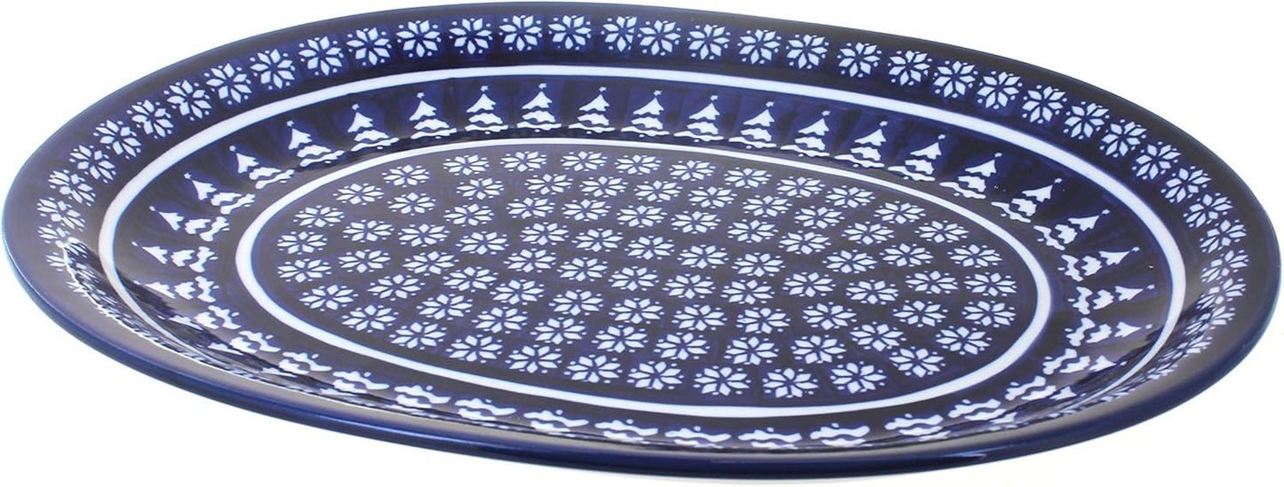 Blue Rose Polish Pottery Winter Nights Large Serving Platter