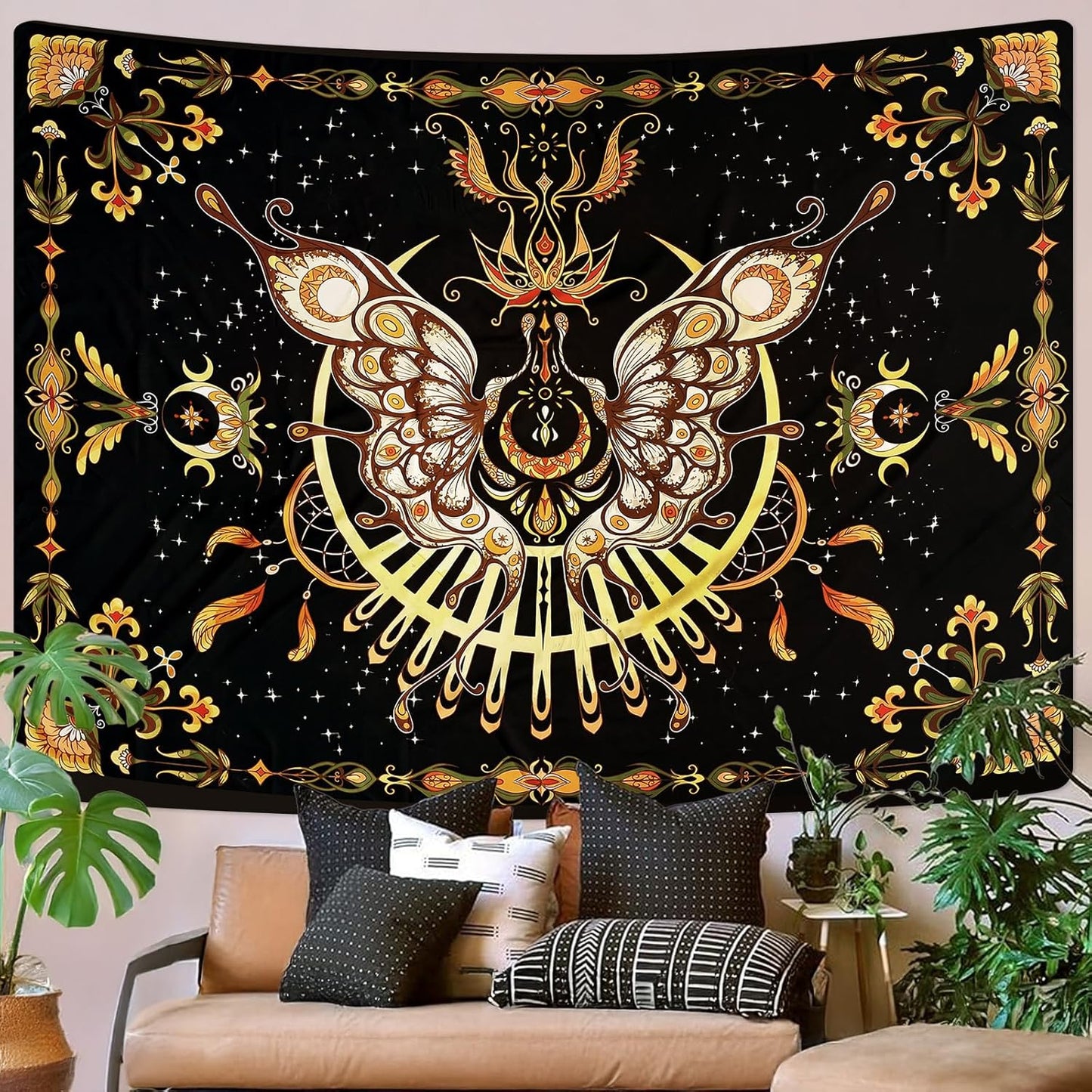 CHDGDHC Butterfly Tapestry - Moth Wall Hanging, UV Resistant, Waterproof, Machine Washable, Lightweight, Psychedelic Bedroom Aesthetic Decor for Bedroom, Living Room, Yoga Room - 60x44 Inch