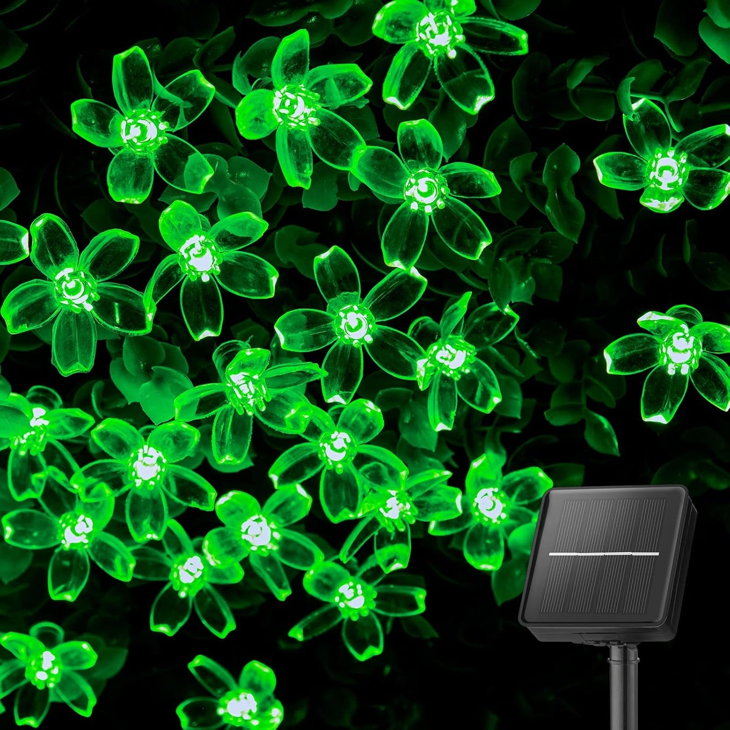 Brightown 60 LED Flower Solar Lights String Outdoor Waterproof Fairy Lights for Garden Yard Fence Patio Christmas Tree Wedding Party Decor, Green