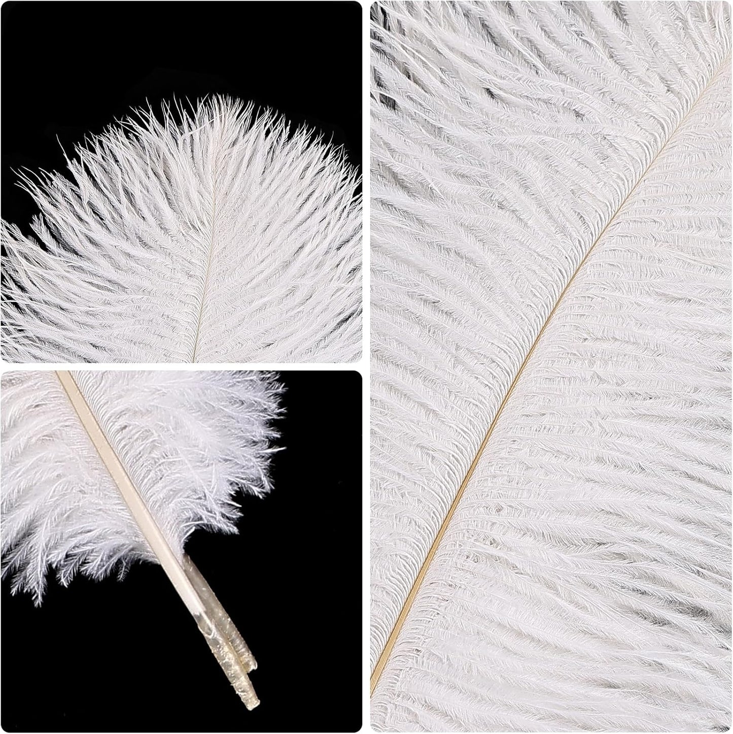 THARAHT White Ostrich Feathers 12pcs Natural Bulk 8-10Inch 20cm-25cm for Crafts Wedding Party Centerpieces Christmas Tree Decoration Feathers