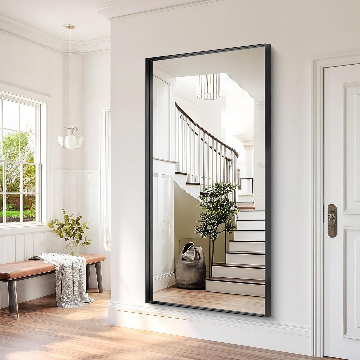 Black Bathroom Mirror, 72x36 Inch Rectangular Deep Frame Mirror, Large Wall Mounted Bathroom Vanity Mirror Over Sink for Bedroom,Restroom, Living Room, Hangs Vertically or Horizontally