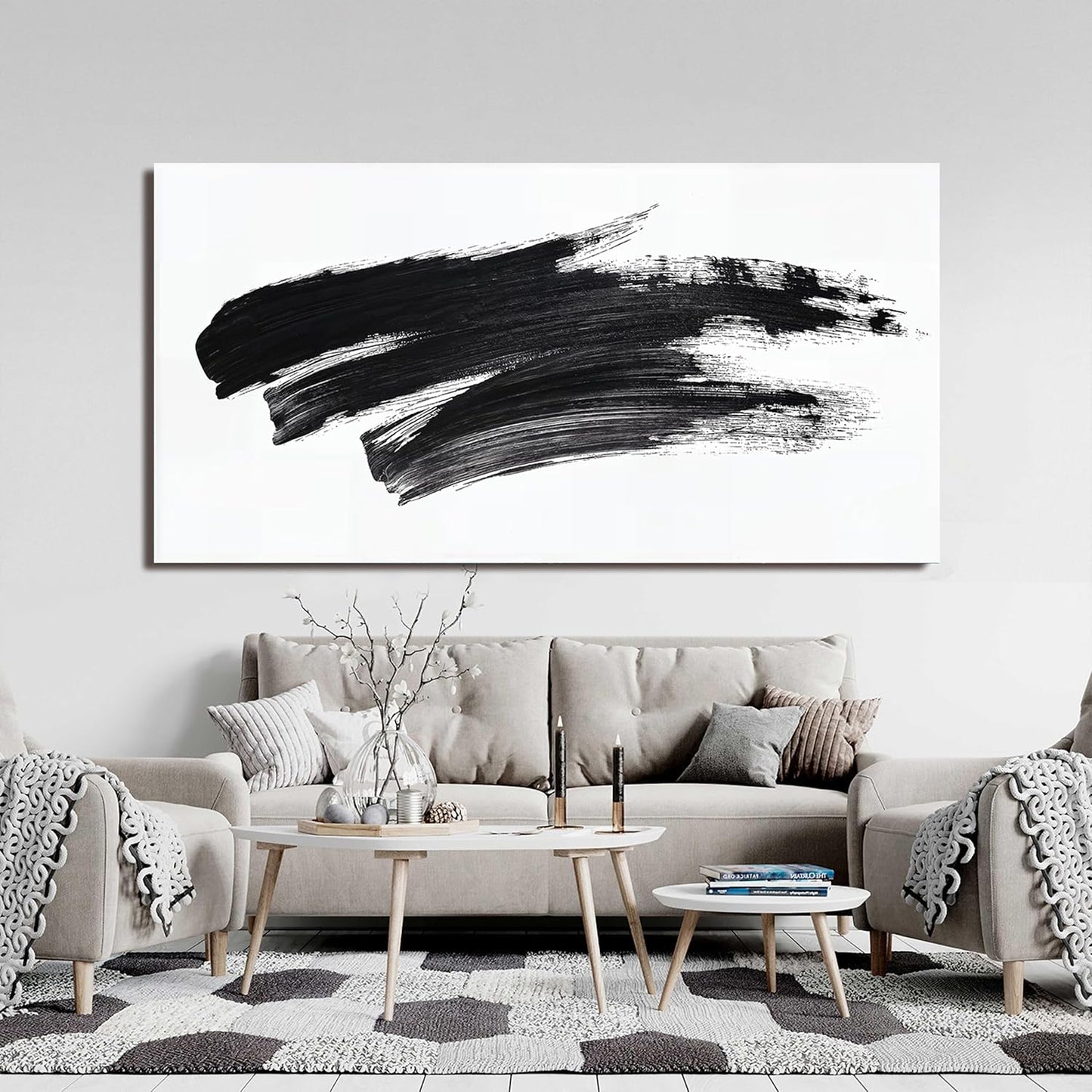 Canvas Wall Art Decor Large Black and White Wall Art Wall Pictures for Living Room Abstract Canvas Art Wall Decor Oversized Abstract Wall Art Prints Artwork for Walls Bedroom Home Wall Art Decor 29" X 58"