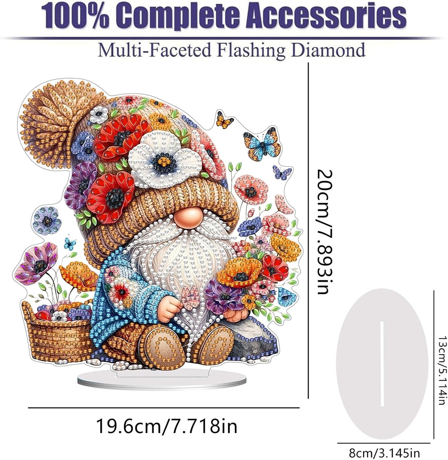 Diamond Painting Kits for Adults Beginners, 5D Full Drill Dwarf Crystal Art Desktop Ornament, DIY Single Sided Home Office Desk Decor, Creative Craft Gift Set with Tools