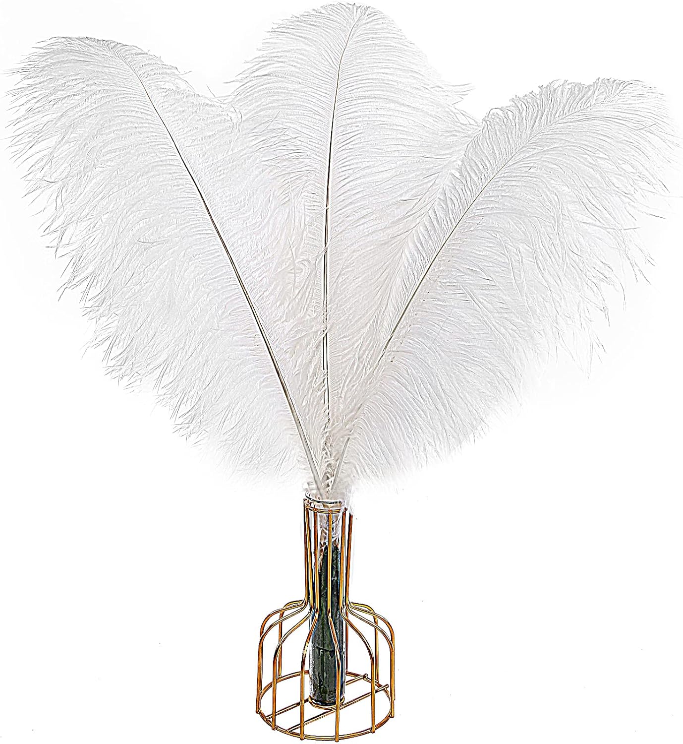 THARAHT 12pcs White Ostrich Feathers Natural Bulk 20-22Inch 50cm-55cm for Wedding Party Centerpieces Easter Gatsby and Home Decorate Ostrich Feathers