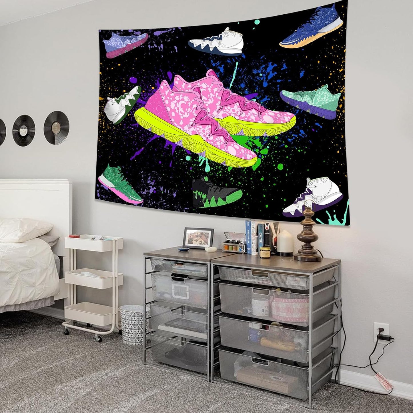 dueeia Sneaker Tapestry Wall Hanging Sneakerhead Ball Party Decorations Basketball Shoes Sports Backdrop for Teen Boys Mens Bedroom Living Room Dorm Wall Decor (59.1"x51.2")