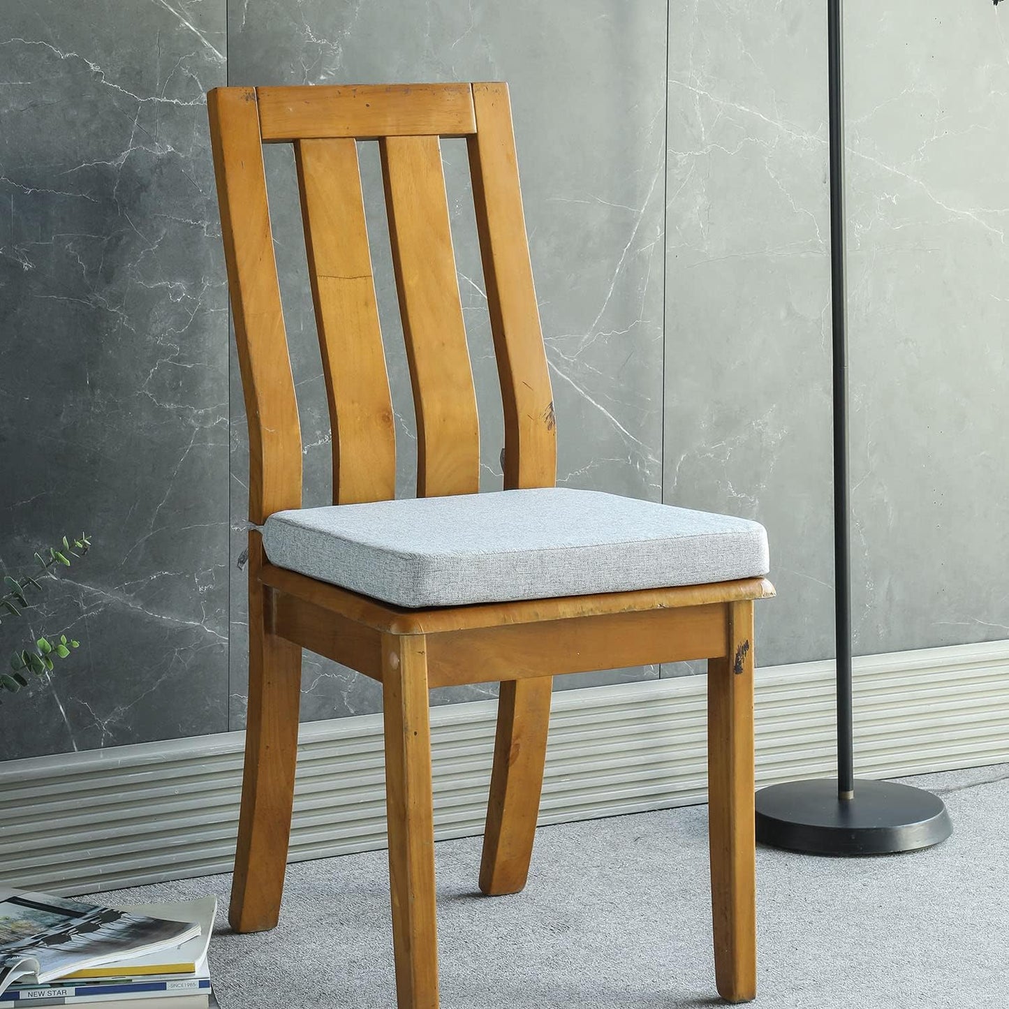 Chair Cushion for Dining Chairs with Ties 4 Pack Non Slip Memory Foam Kitchen Room Chair Pads for Outdoor Patio Furniture17x16 Inch, Light Gray