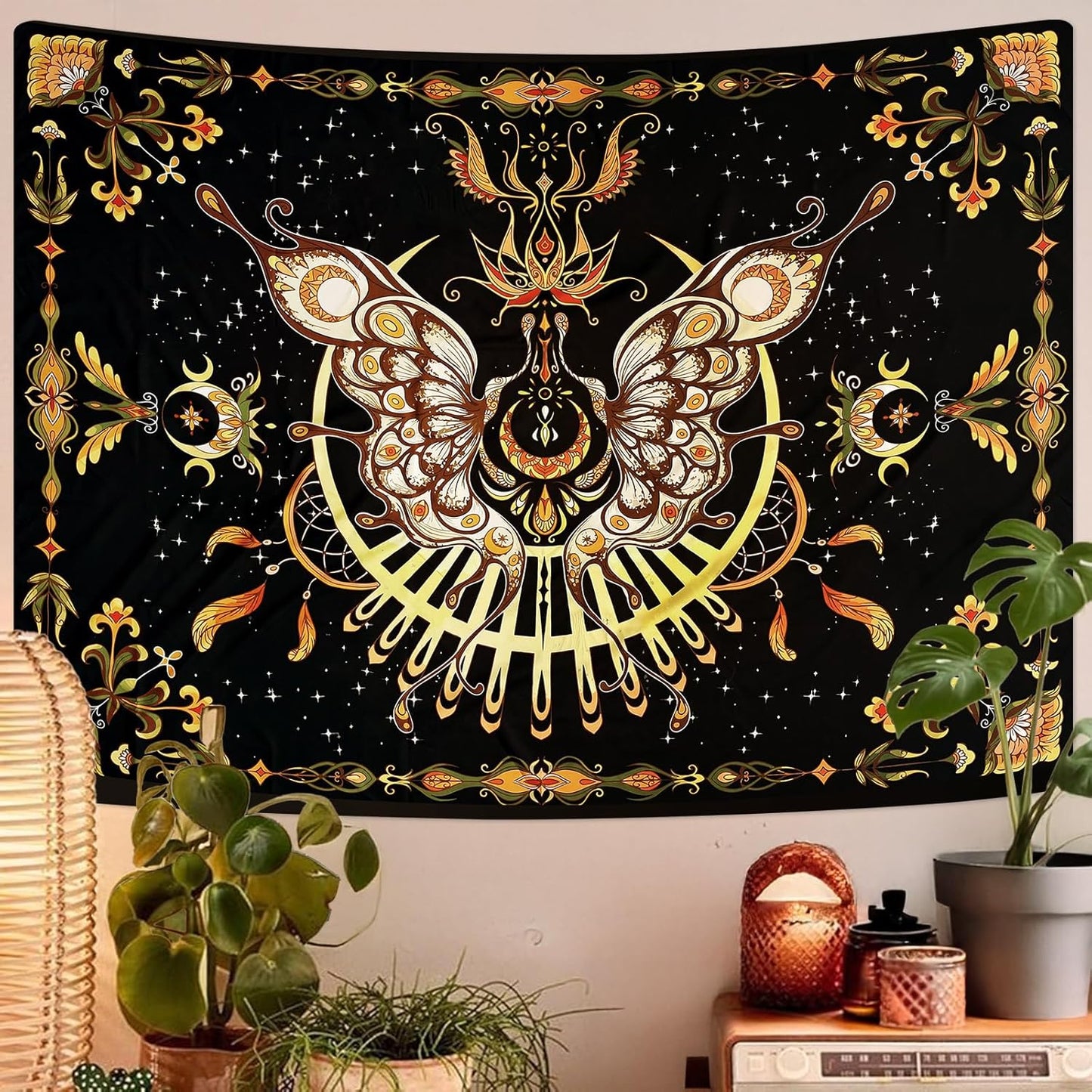 CHDGDHC Butterfly Tapestry - Moth Wall Hanging, UV Resistant, Waterproof, Machine Washable, Lightweight, Psychedelic Bedroom Aesthetic Decor for Bedroom, Living Room, Yoga Room - 59.1x49.2 Inch