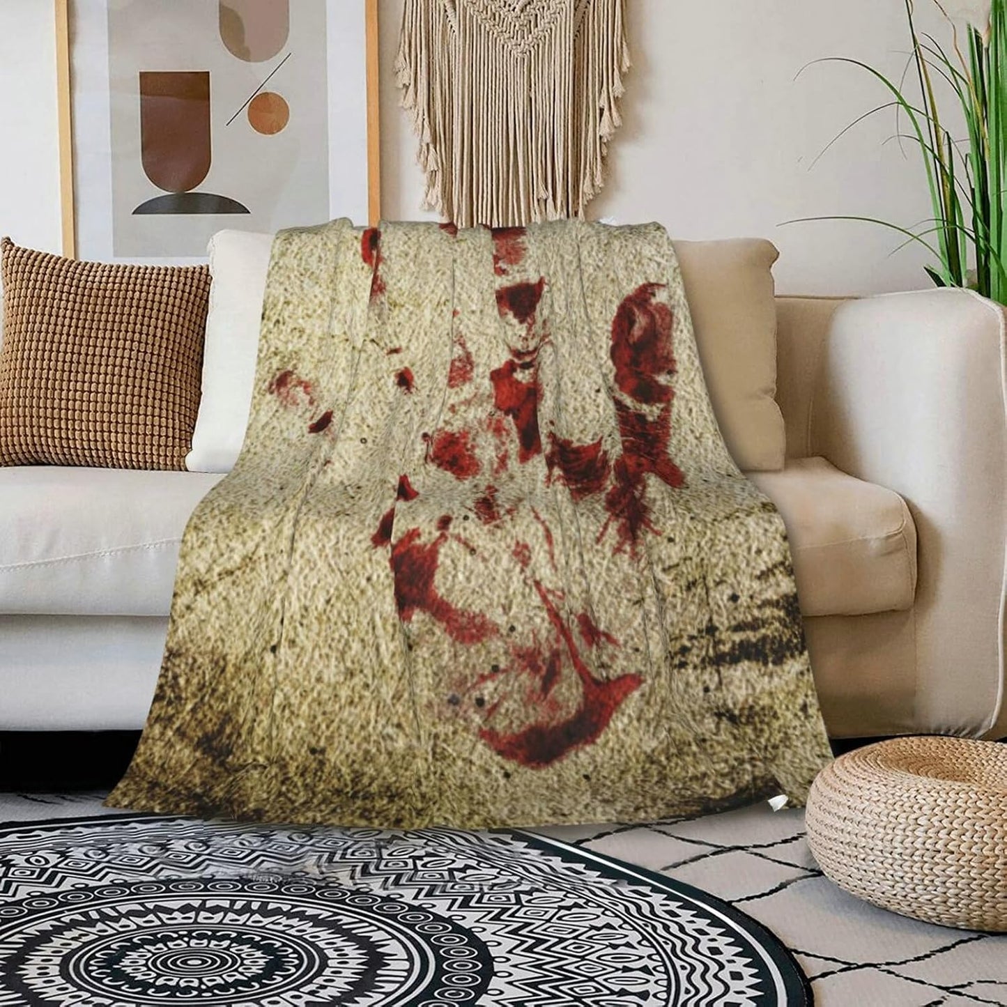 HGOD DESIGNS Bloody Hand Flannel Fleece Bed Blanket Throw Blanket Lightweight Cozy Plush Blanket for Bedroom Living Rooms Sofa Couch 40"x50"