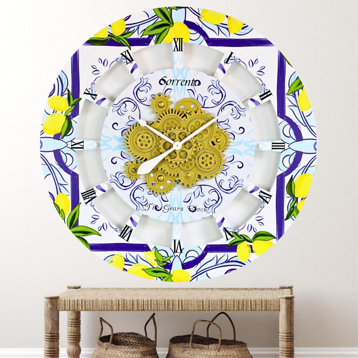 The Gears Clock Wall Clock Italy Collection with Moving Gears (Sorrento, 36 inch Round)