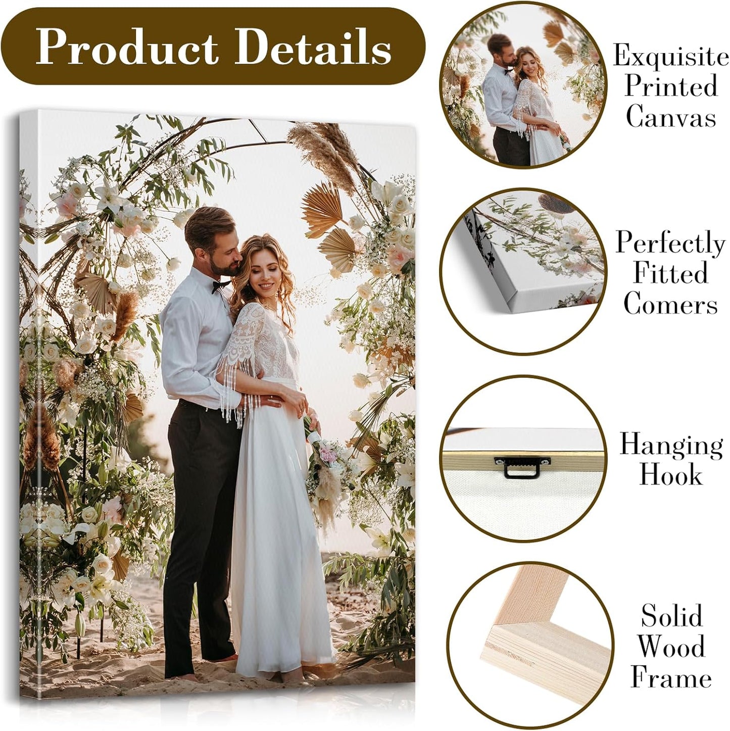 Custom Canvas Prints with Your Photos - Personalized Pictures Print, Customized Photo Gifts, Wall Art Poster Canvas Printing for Wedding, Family, Baby, Pets, Home Office Decor, Wrapped Frame 32x32