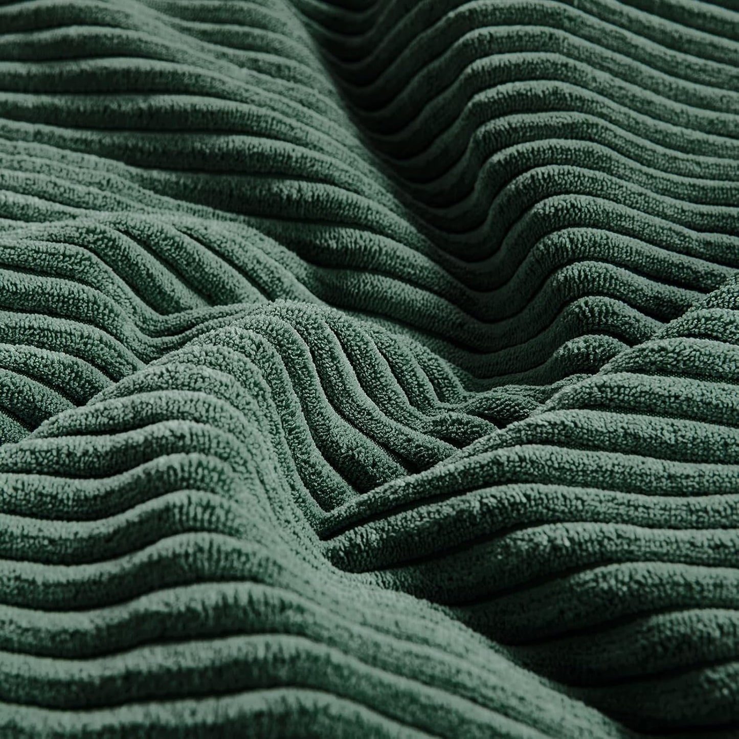 Fancy Homi Set of 2 Dark Green Decorative Throw Pillow Covers 28x28 Inch for Bedroom Couch Bed, Boho Farmhouse Forest Green Home Decor, Soft Corss Corduroy Patchwork Textured Cushion Case 71x71 cm