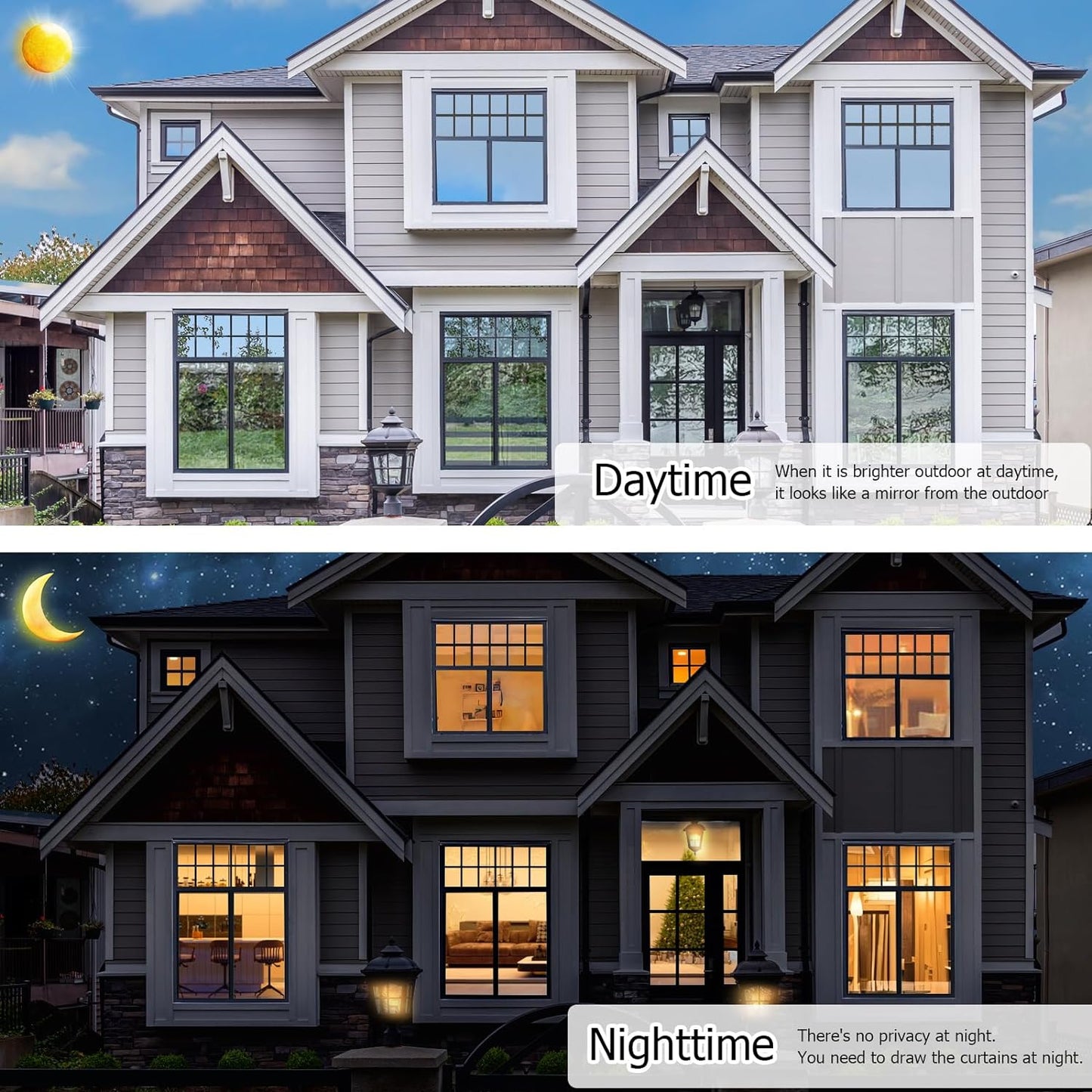 HIDBEA One Way Privacy Window Film, Daytime Privacy Sun Blocking Anti UV Reflective Window Film Heat Control Static Cling Window Tint Film for Home and Office, Silver, 35.4 x 78.7 Inch