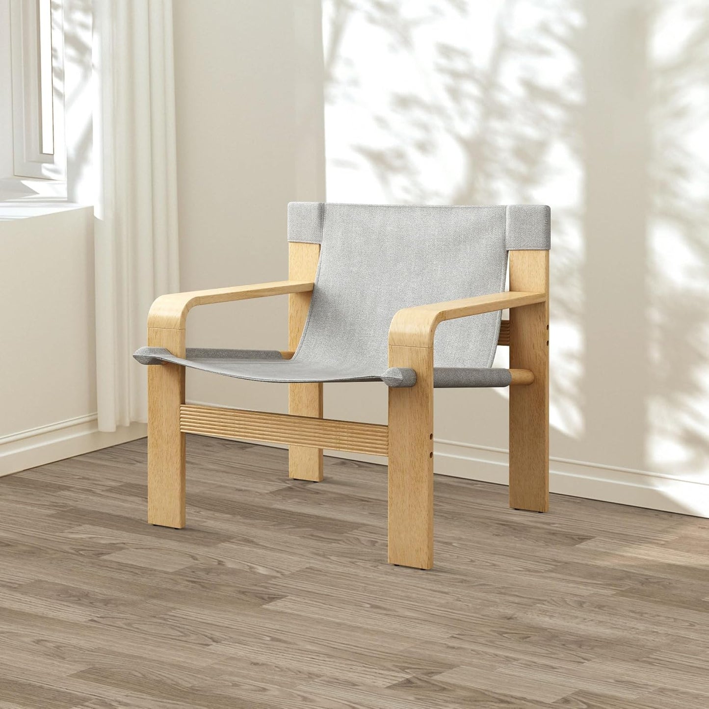 Mid-Century Accent Chair with Wide Armrest & Solid Wood Frame, Detachable and Washable Armchair, Modern Living Room Reading Chairs for Bedroom Sunroom Bedroom Balcony,White